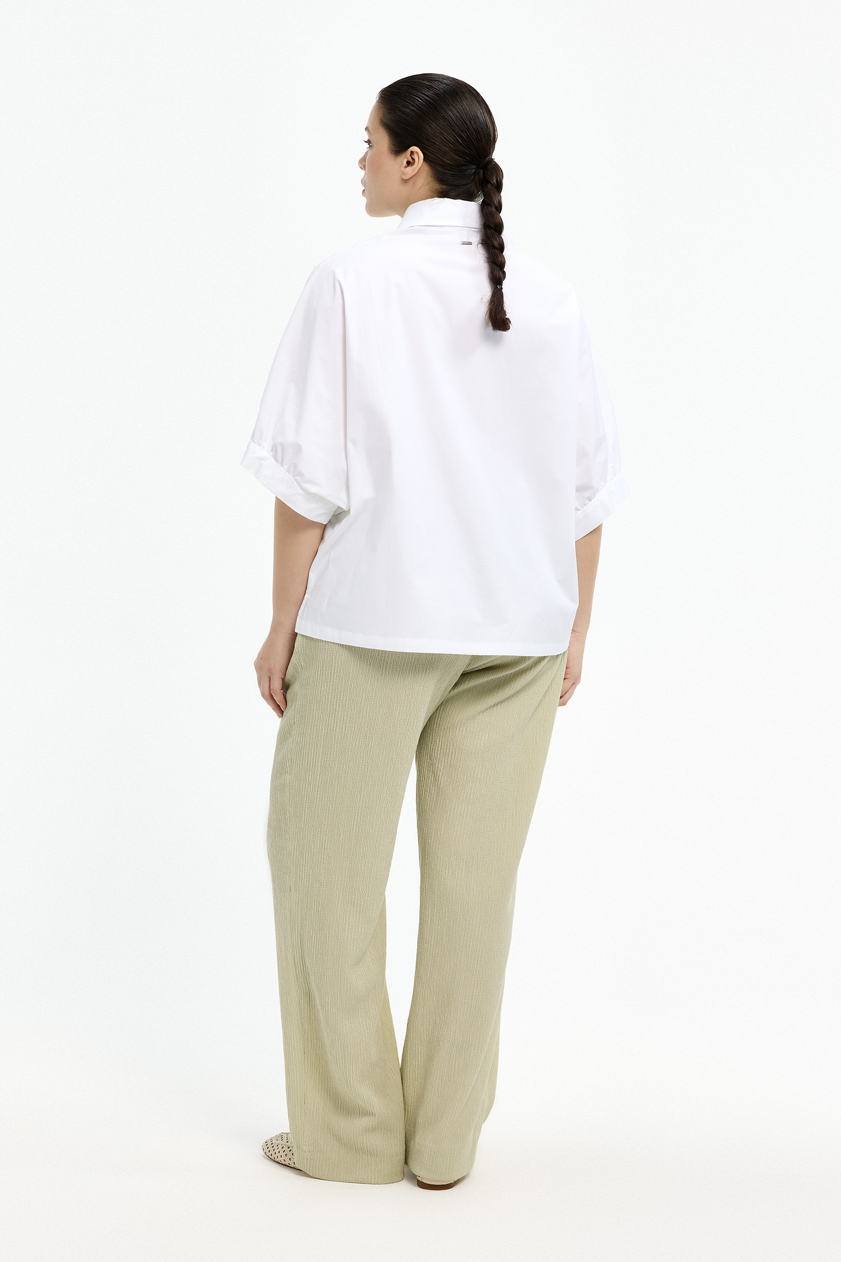 Pantalon confortable en tissu fripé