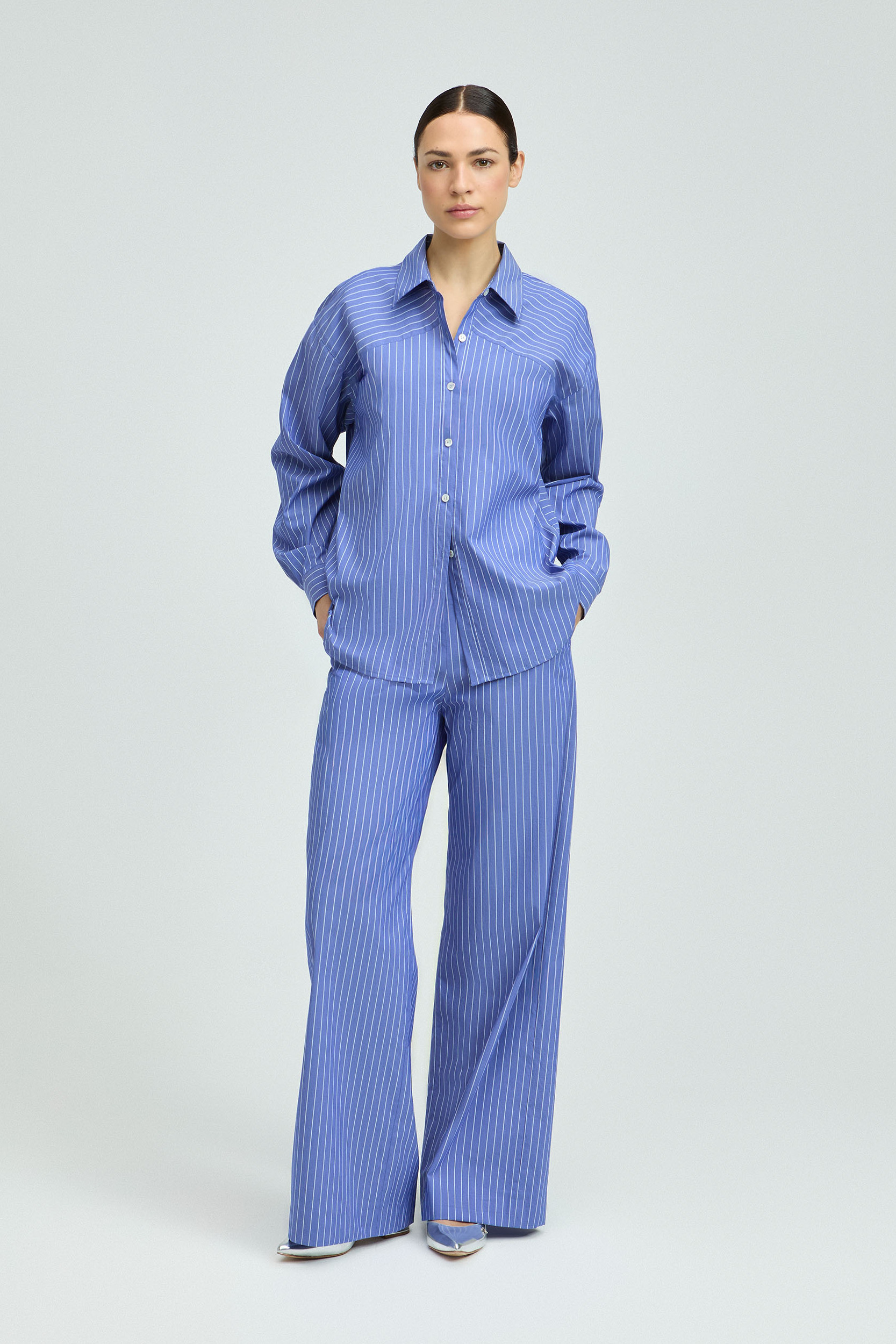 Gestreepte broek met wijde pijpen