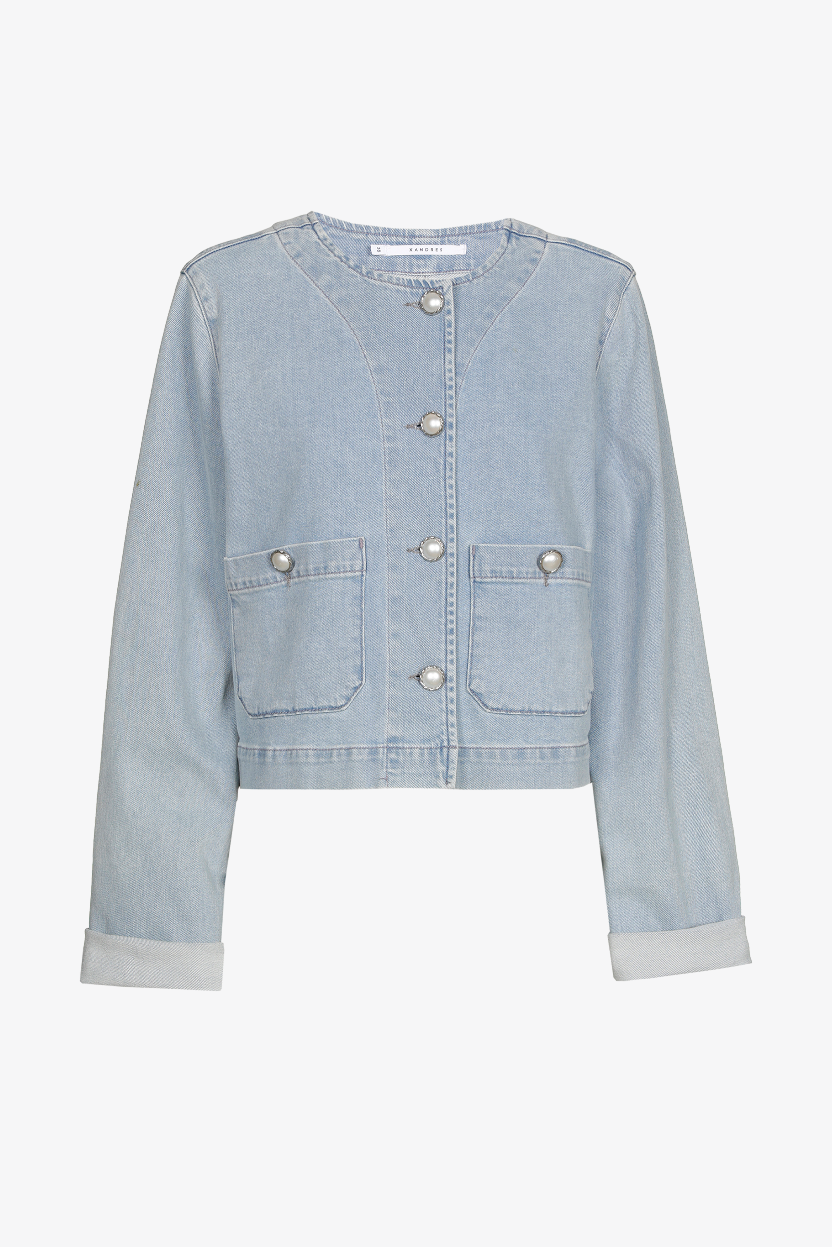 Kurze Jeansjacke mit Knöpfen