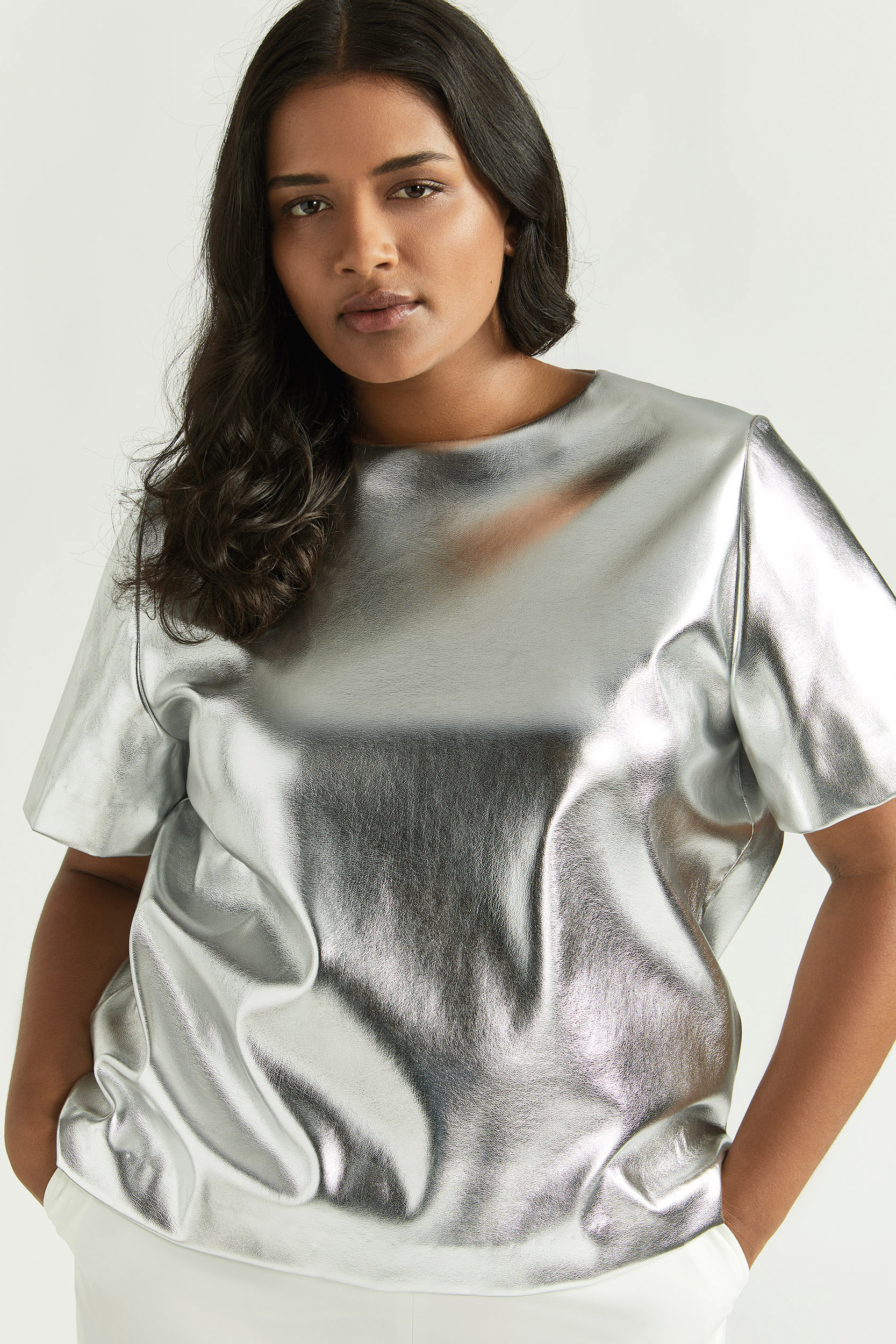 Faux leather top