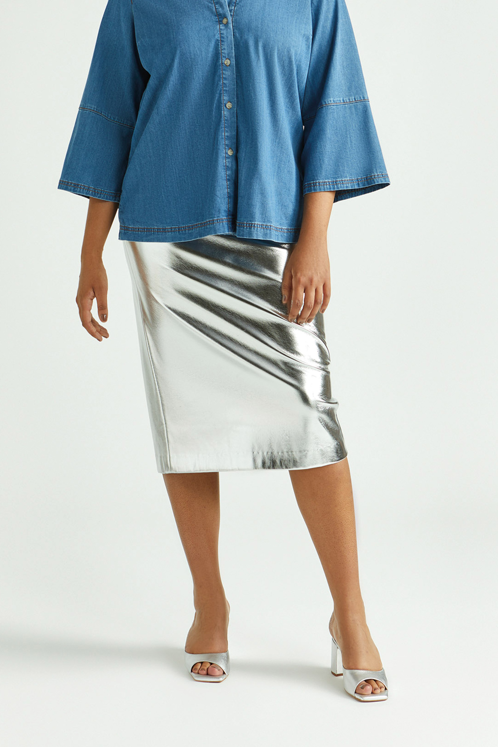 Jupe crayon en faux cuir