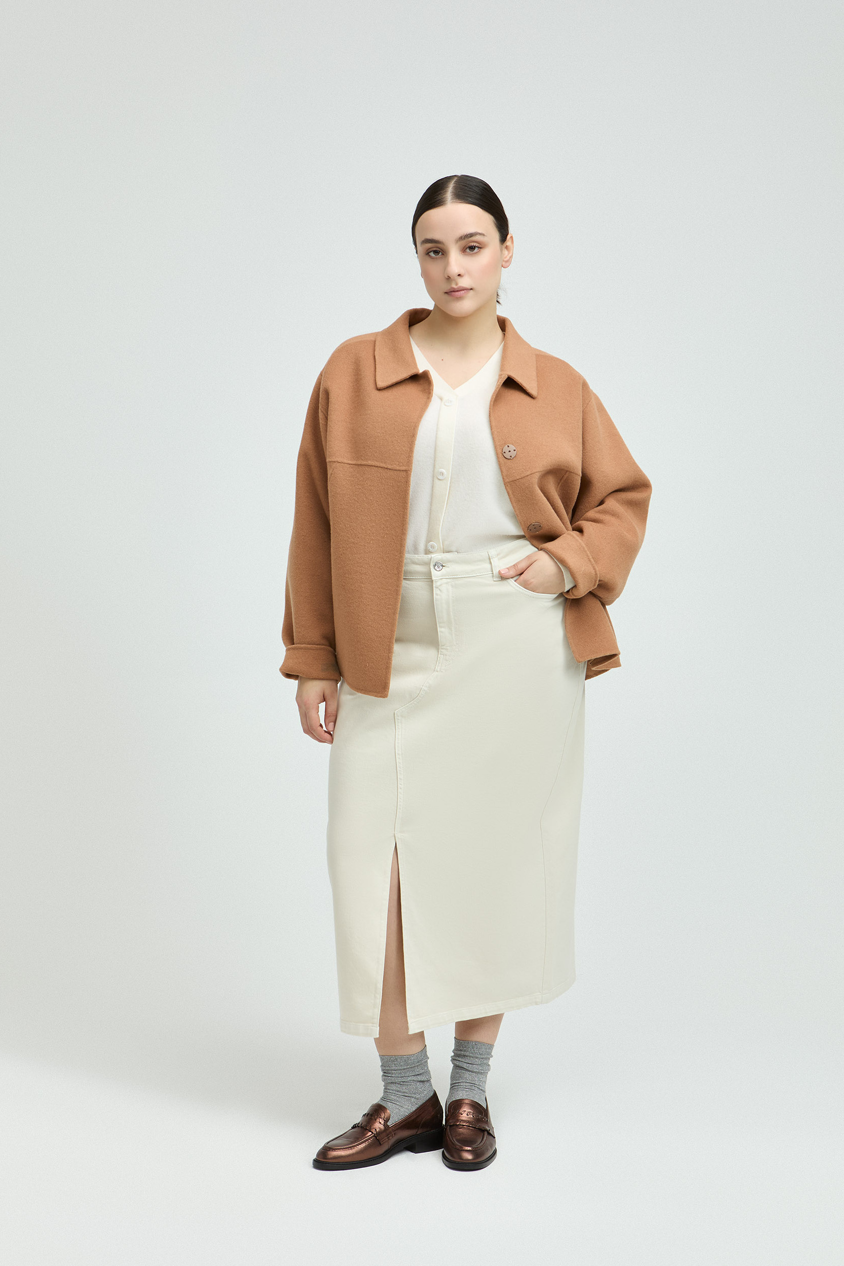 Oversized jacket with shirt collar