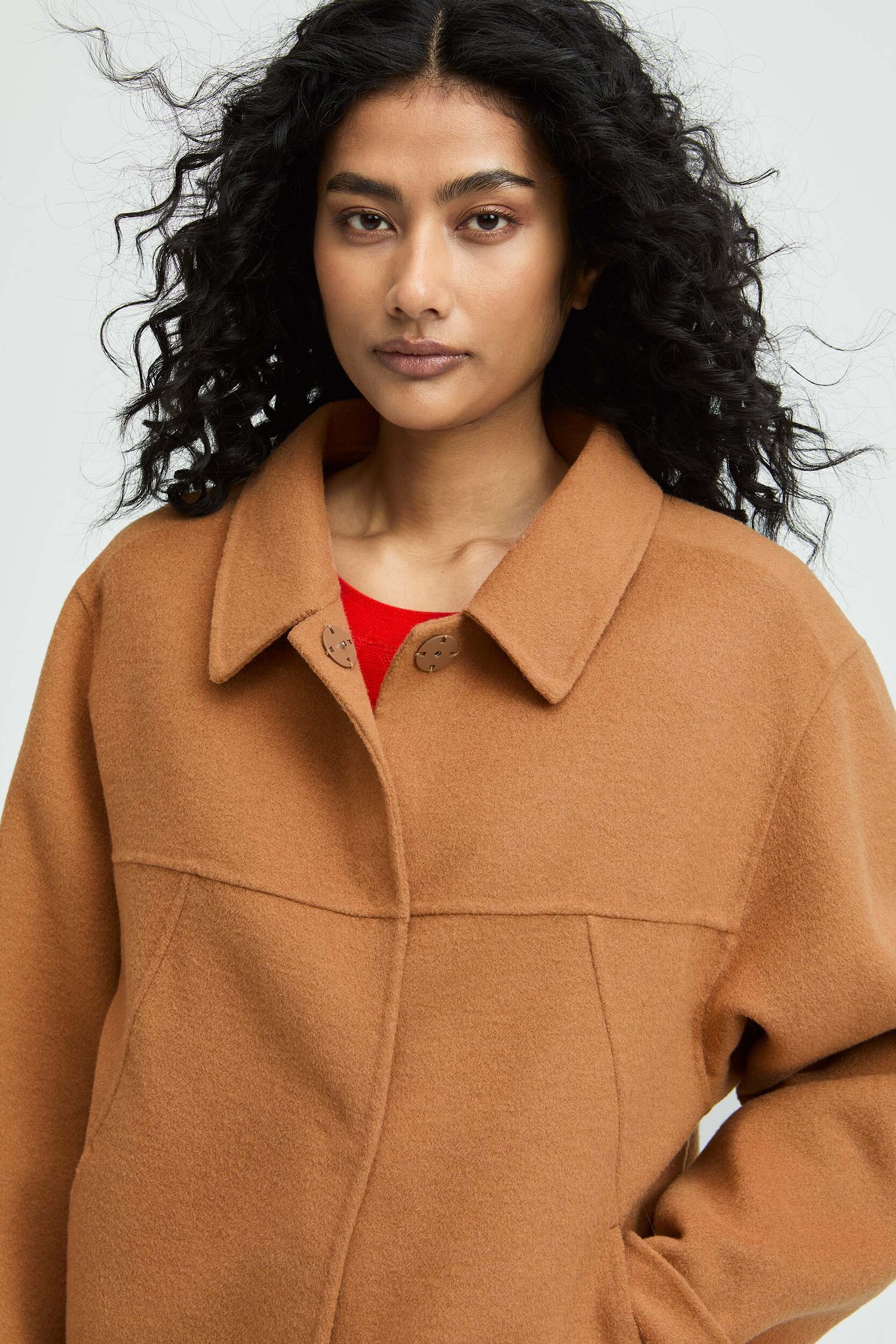 Oversized jacket with shirt collar