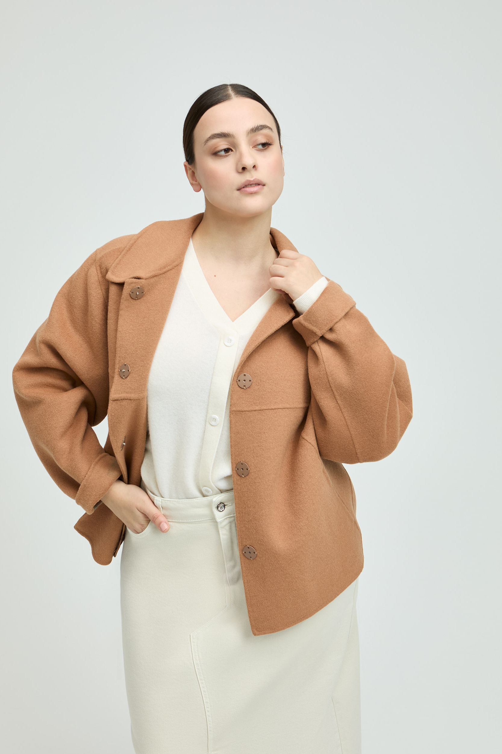 Oversized jacket with shirt collar