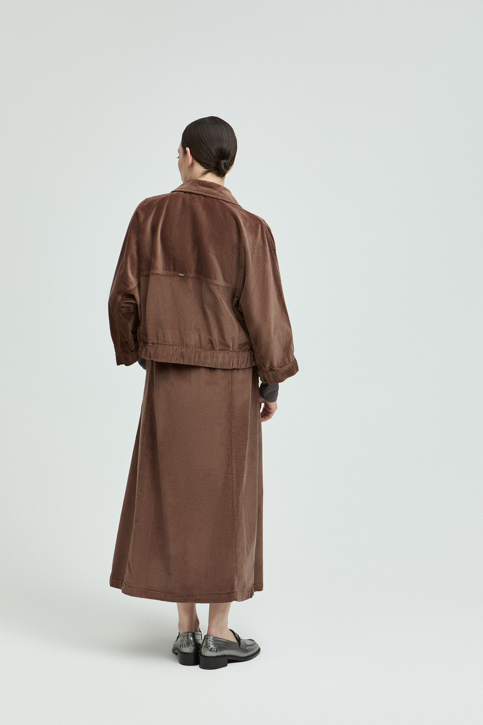 Overhemdblouse in ribfluweel