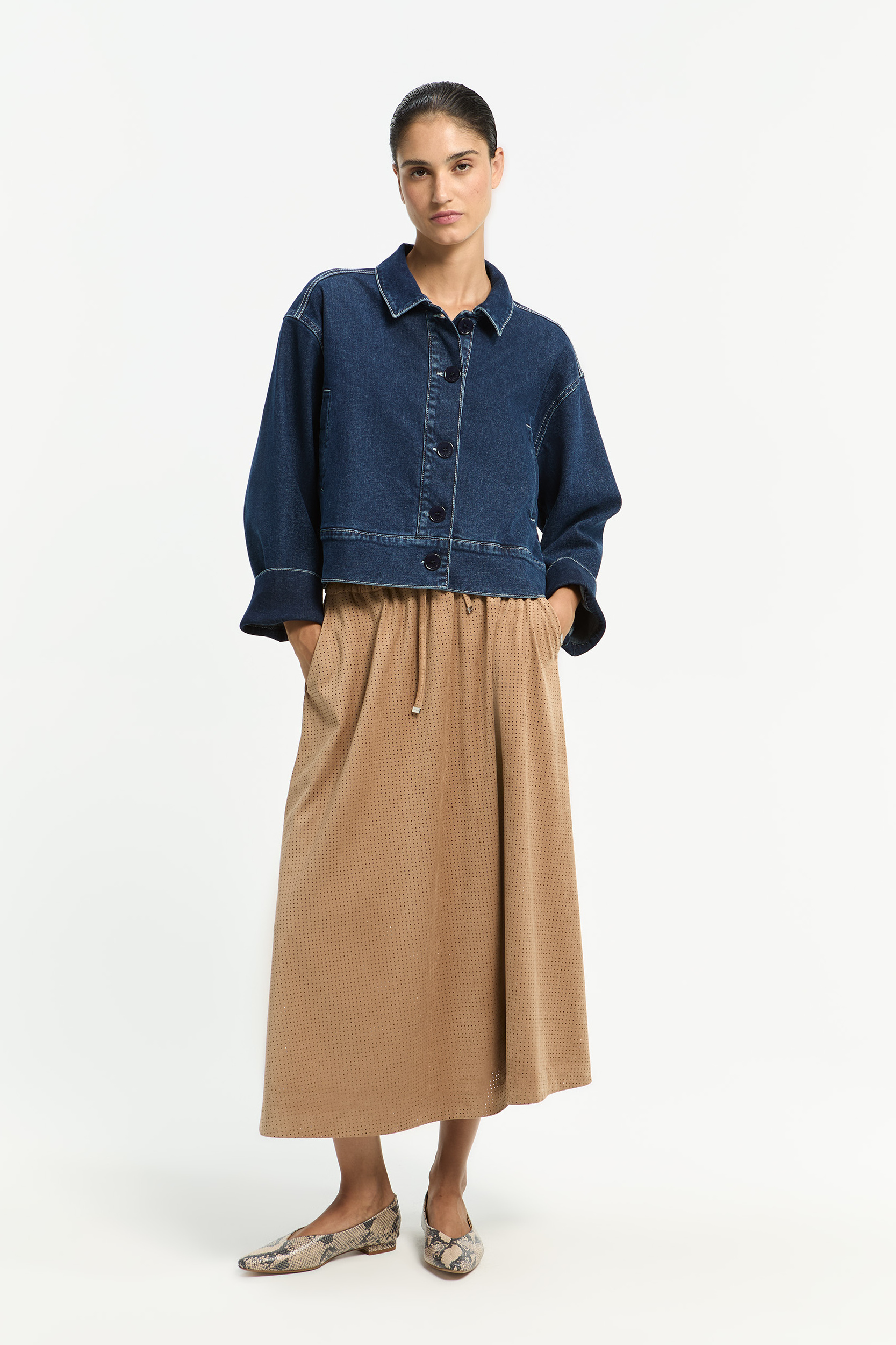 Jeansvest met wijde mouwen 