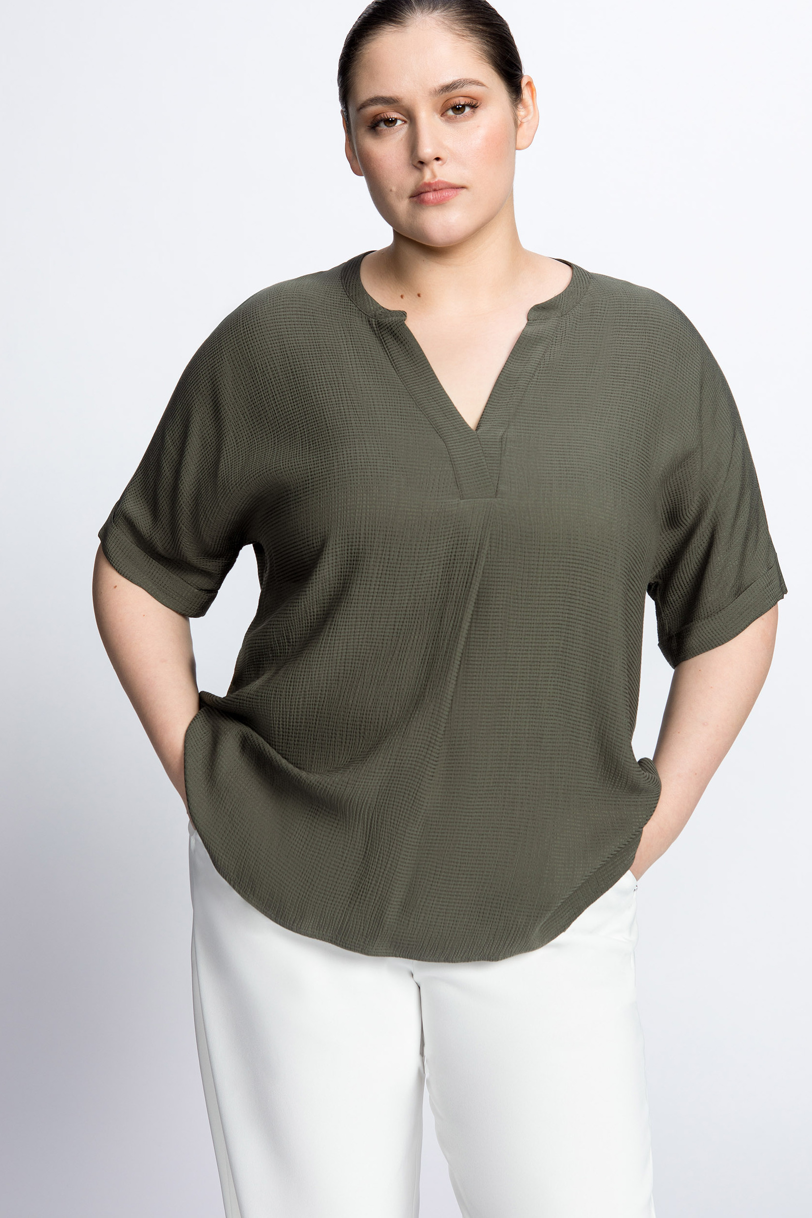 Kimonobluse mit V-Ausschnitt