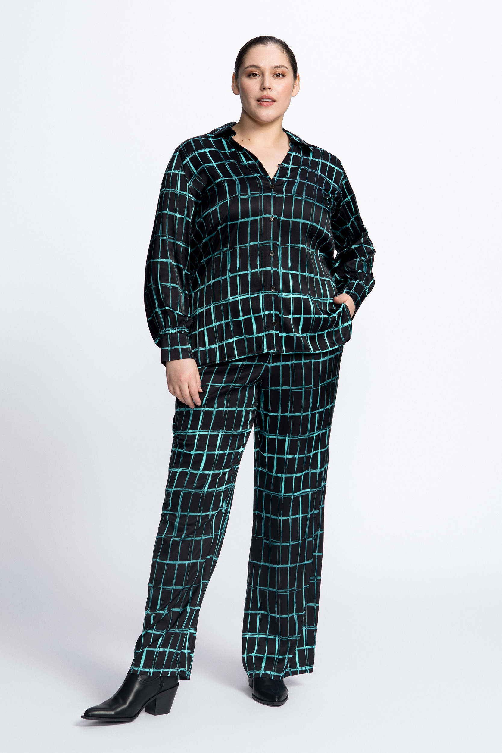 Pantalon satiné avec motif