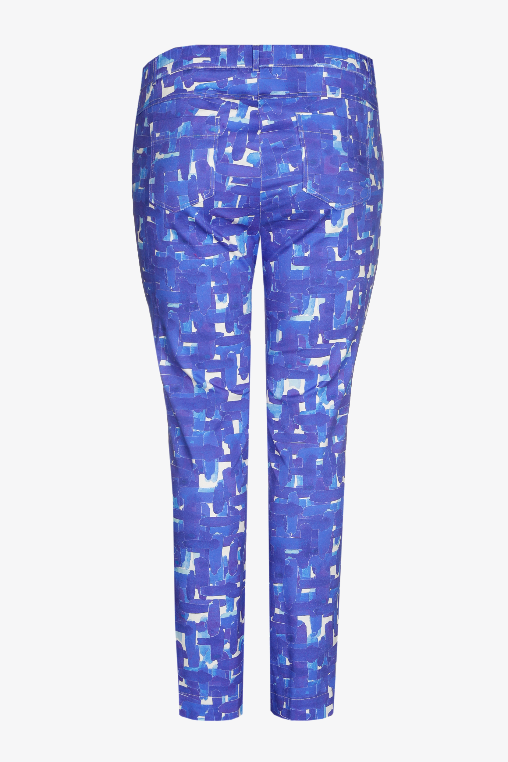 Trousers with polygrid print