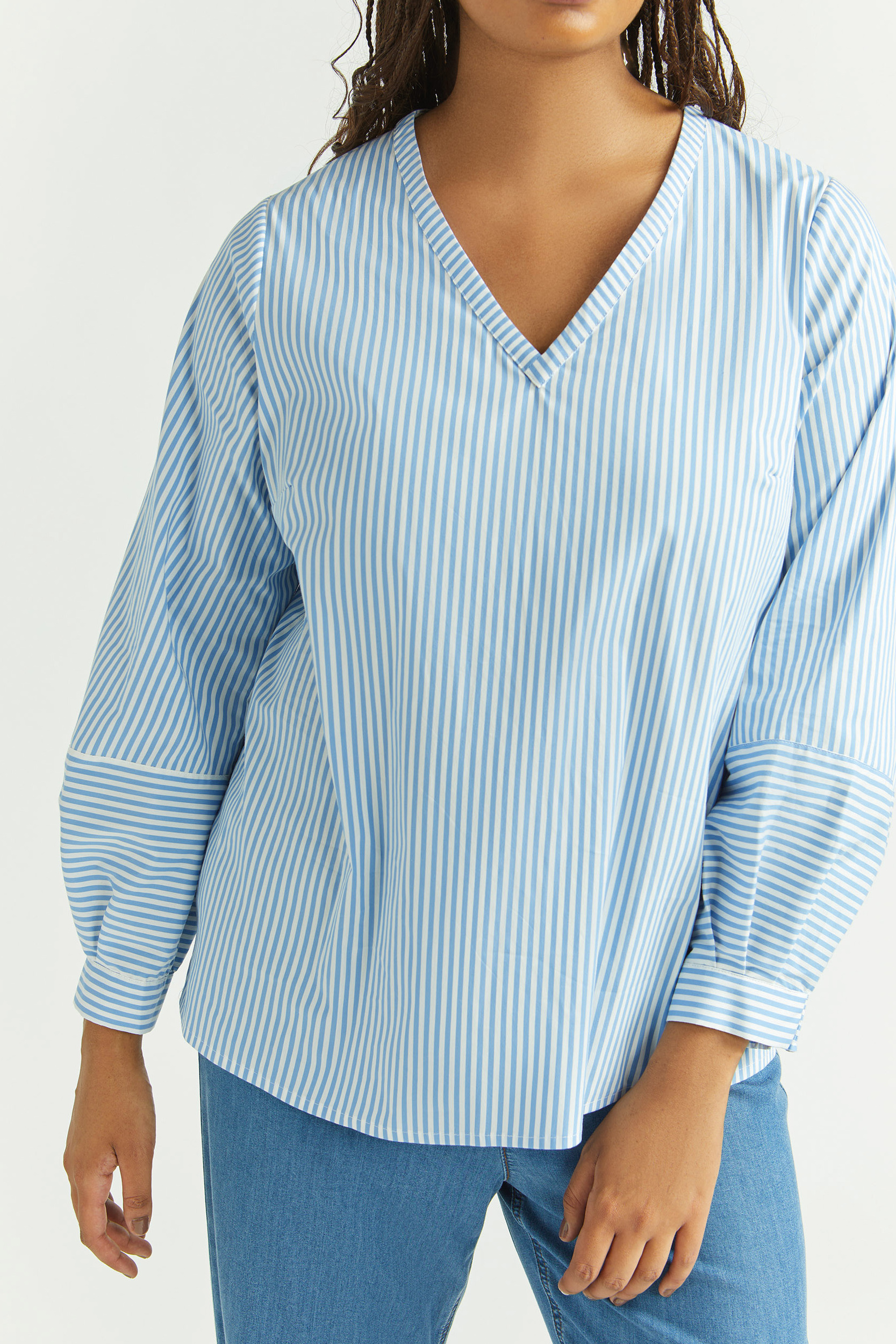 Blouse rayée en tissu extensible