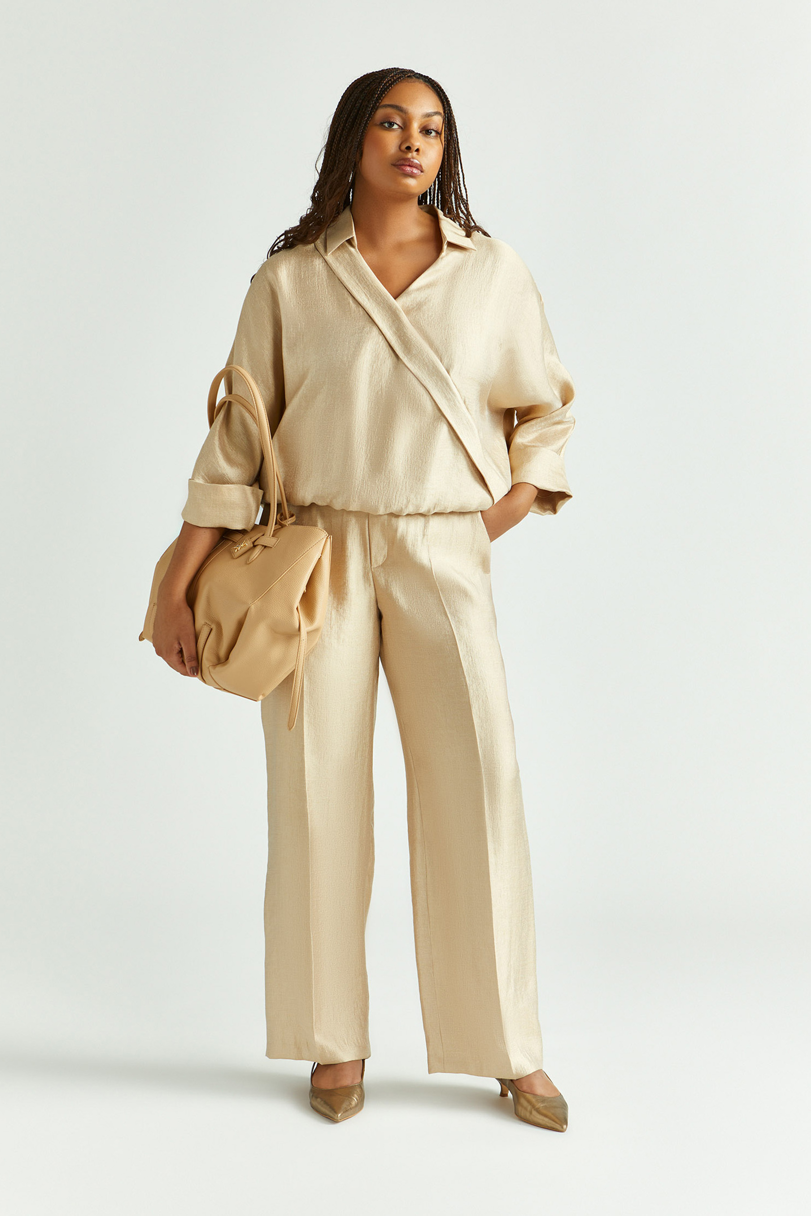 Pantalon brillant à jambes larges