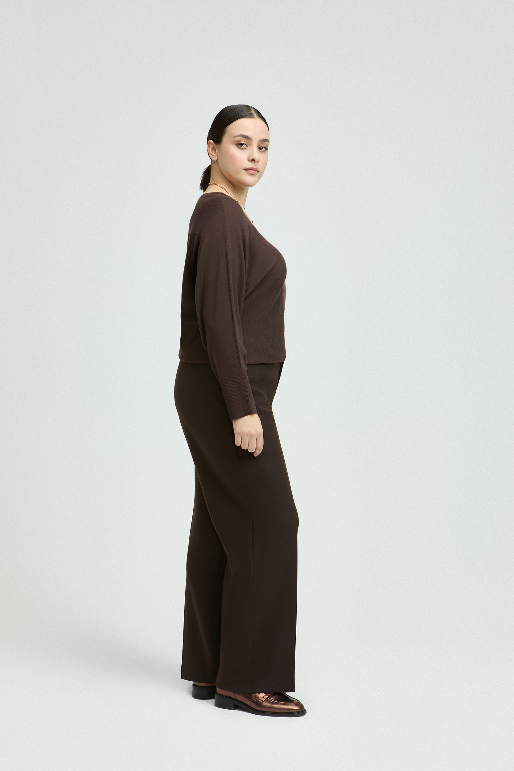 Geklede broek met wijde pijpen