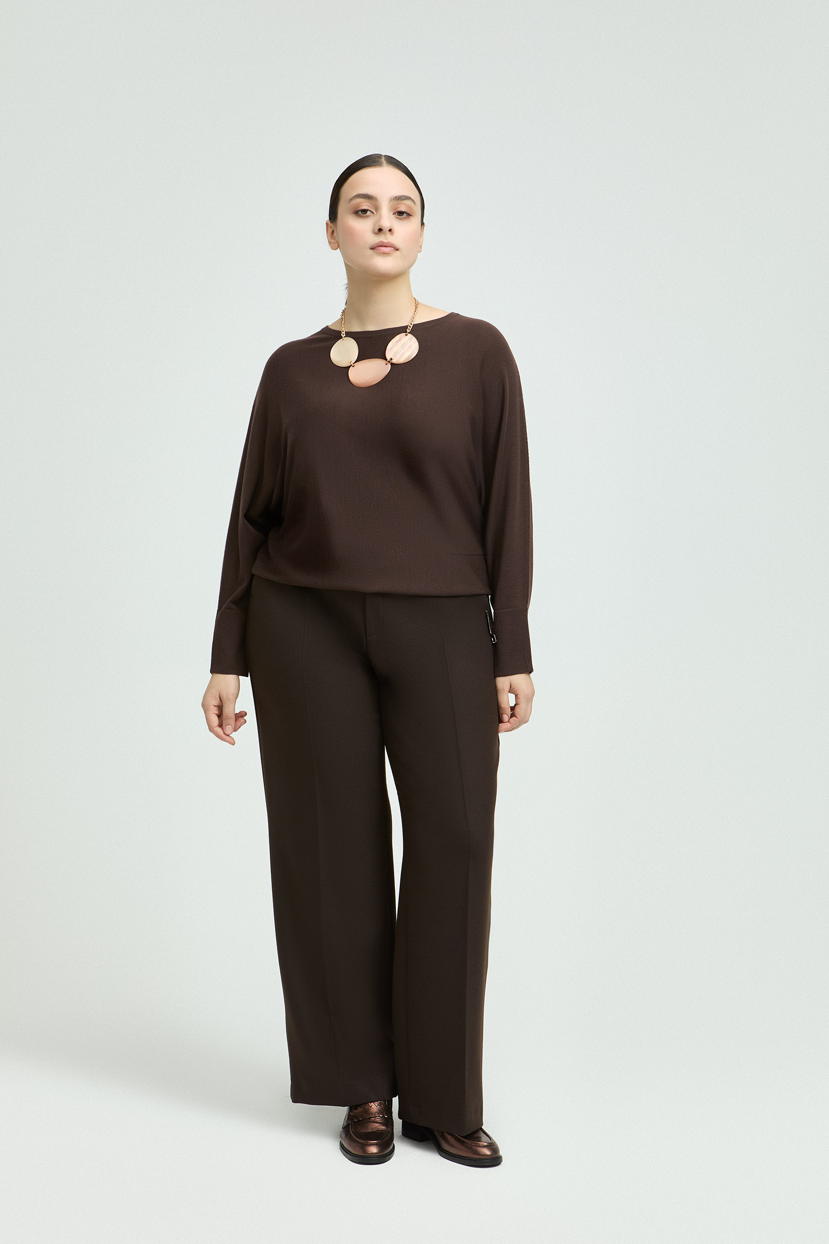 Geklede broek met wijde pijpen