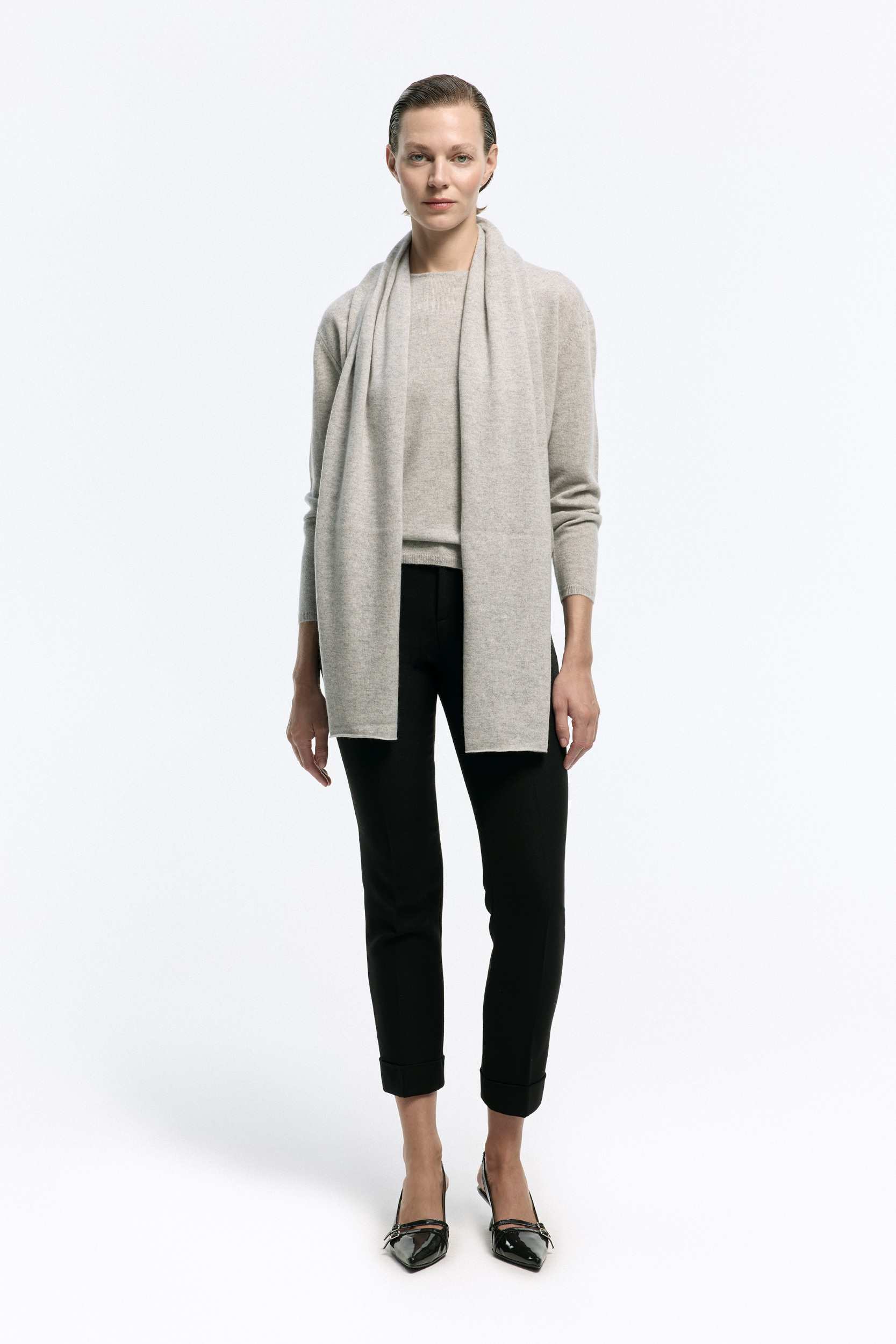 Zwarte chino broek met omslag