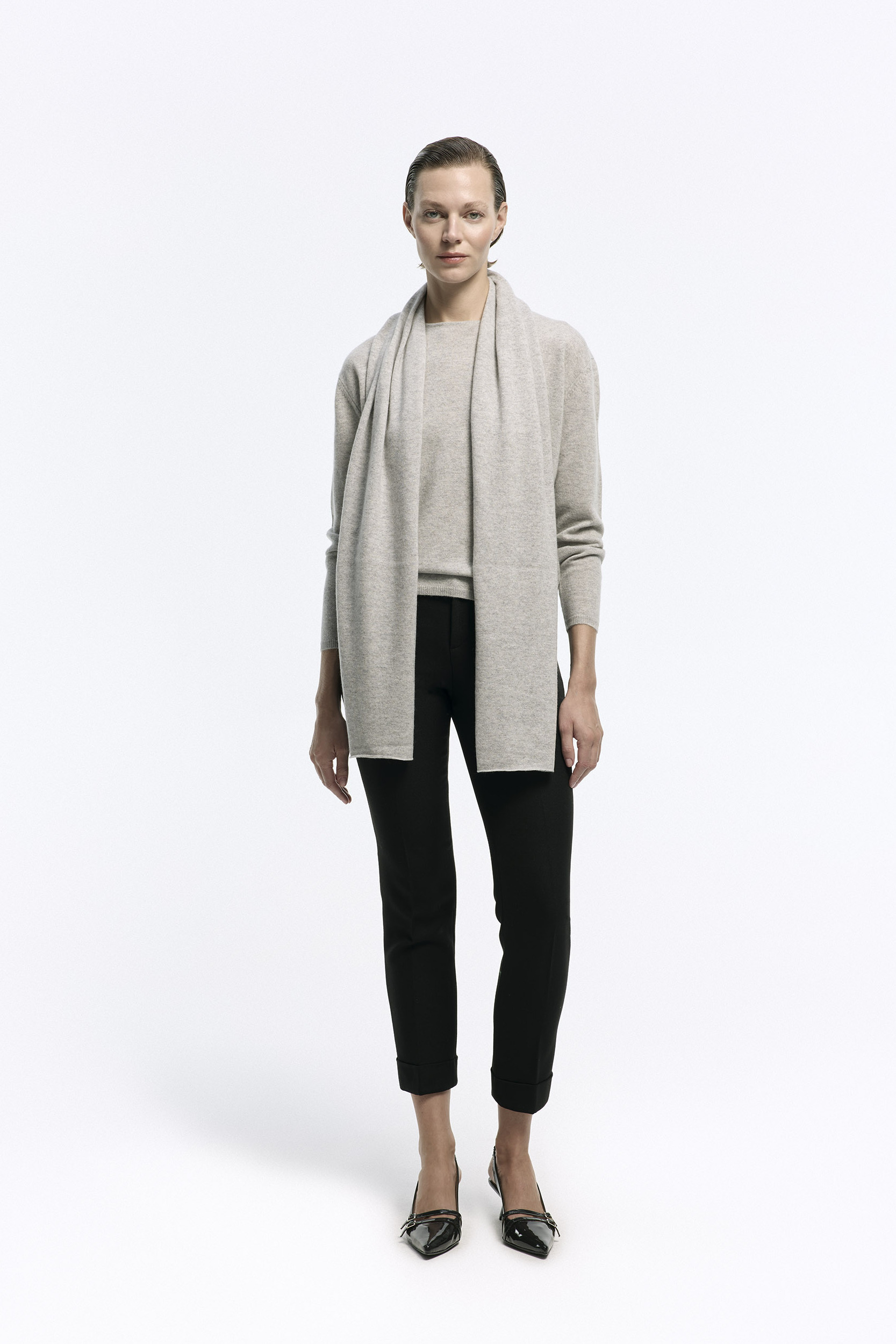 Zwarte chino broek met omslag