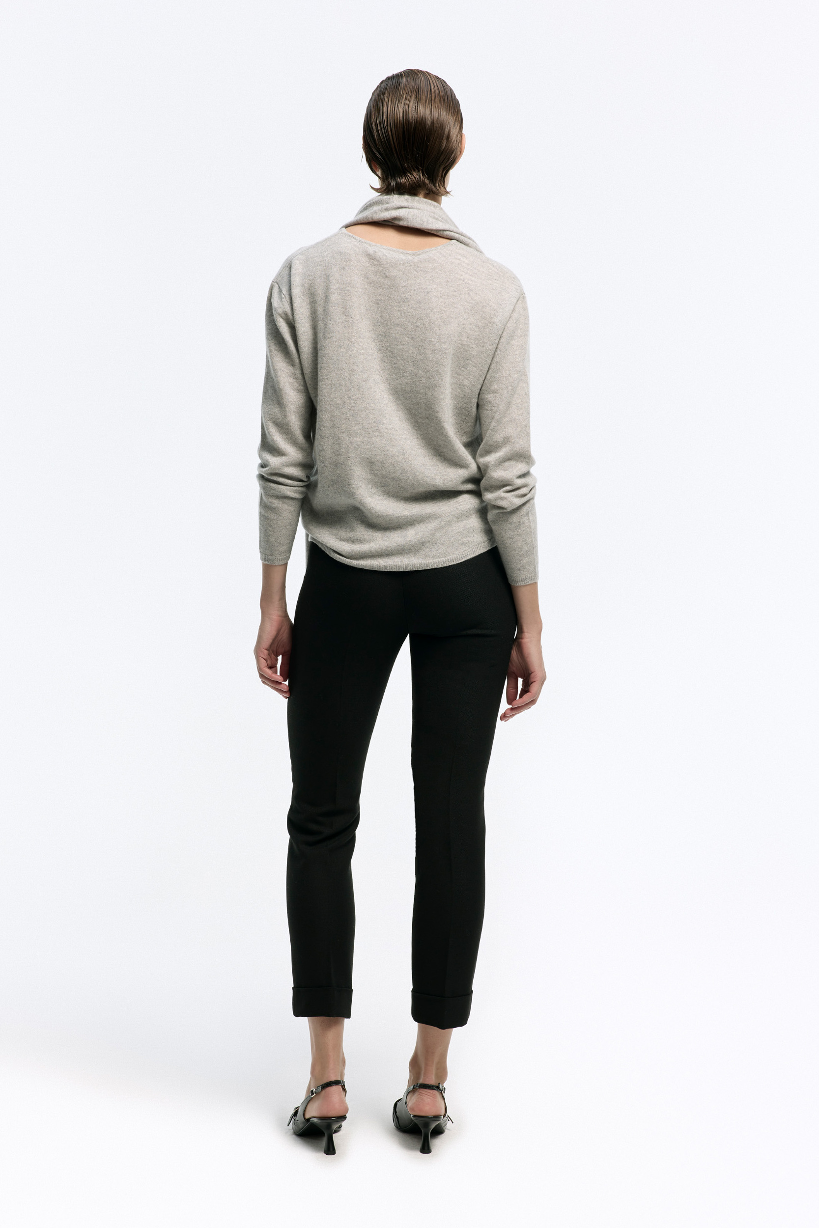 Zwarte chino broek met omslag