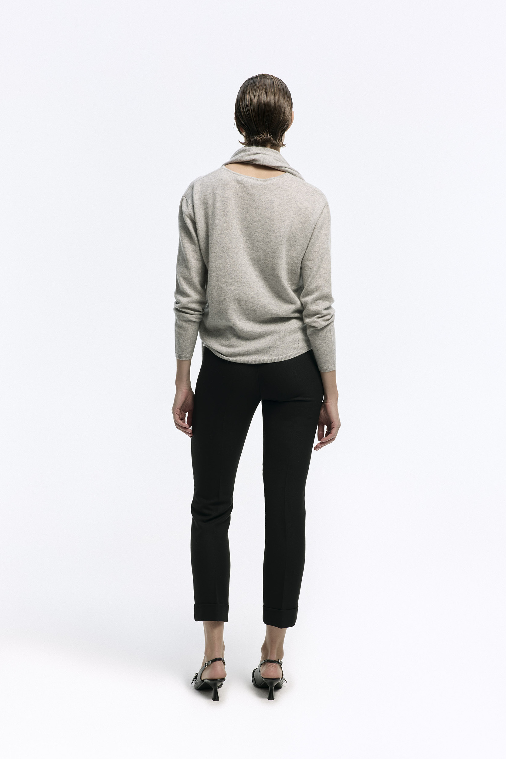 Zwarte chino broek met omslag