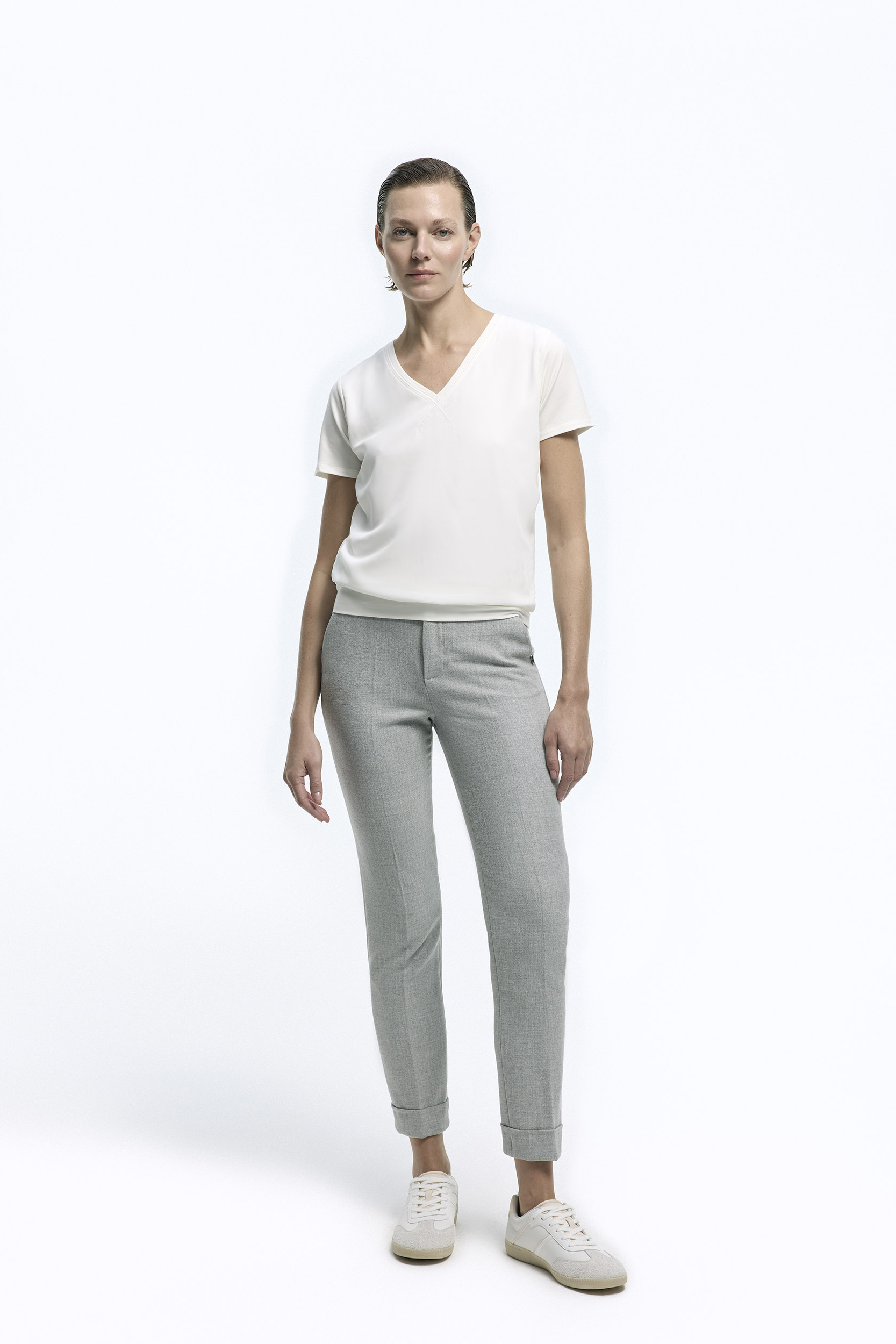 Grijze chino broek met omslag