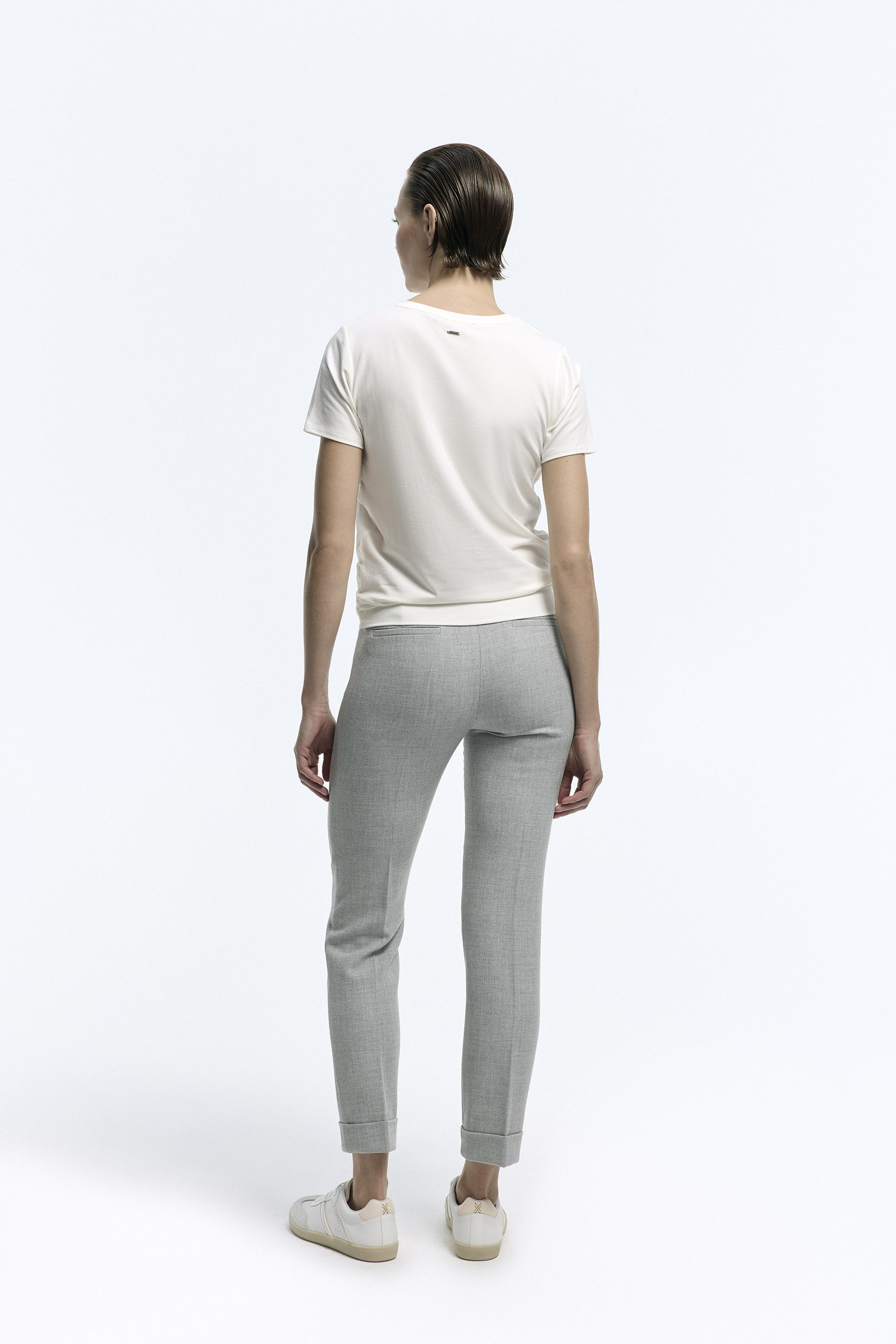 Grijze chino broek met omslag