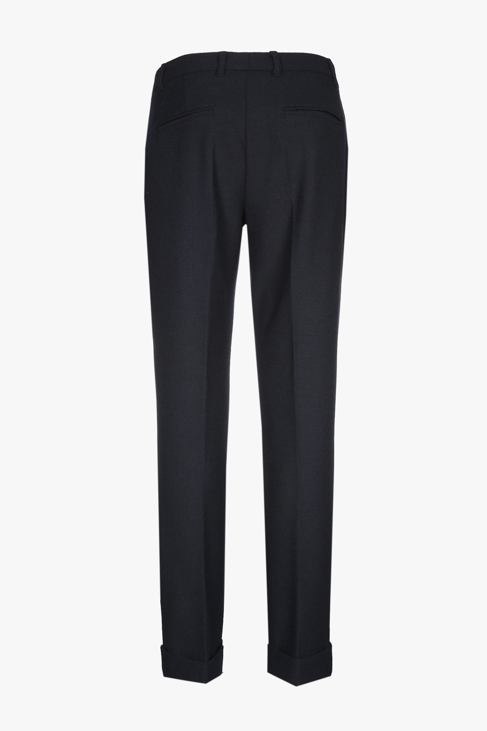 Dark-blue chinos with cuffs