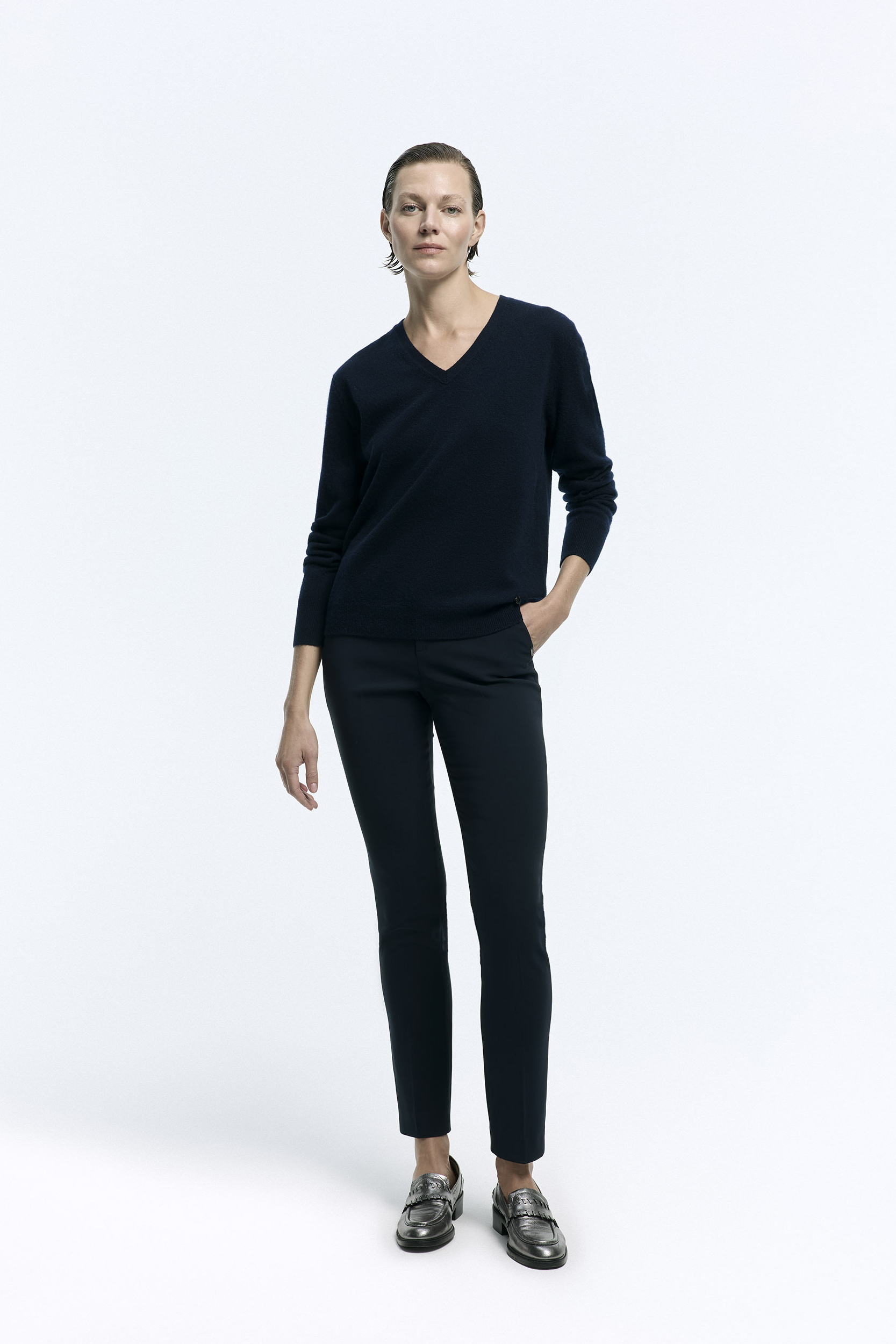 Dark-blue wrinkle-free chinos