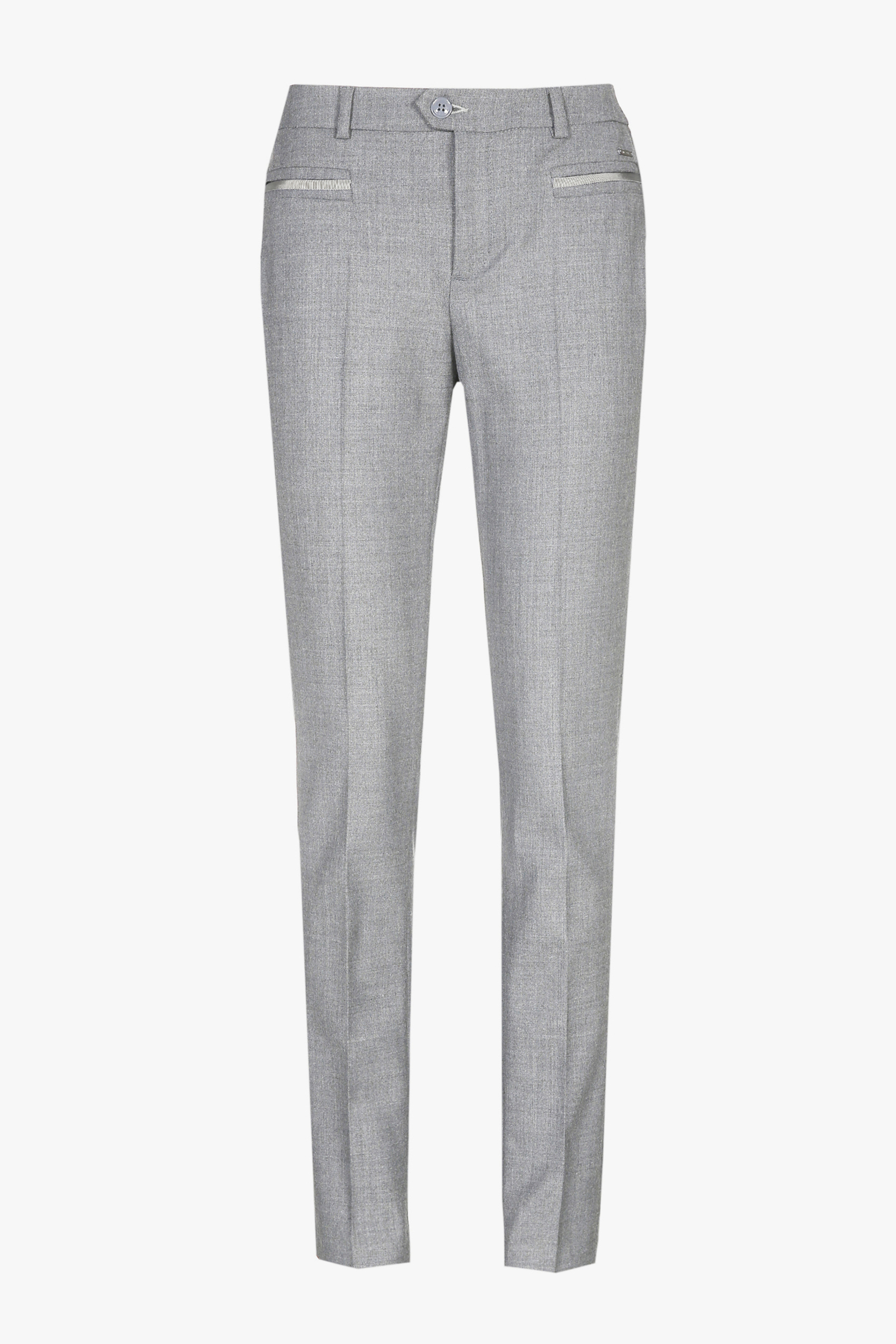 Smart light-grey woollen trousers with a slim fit