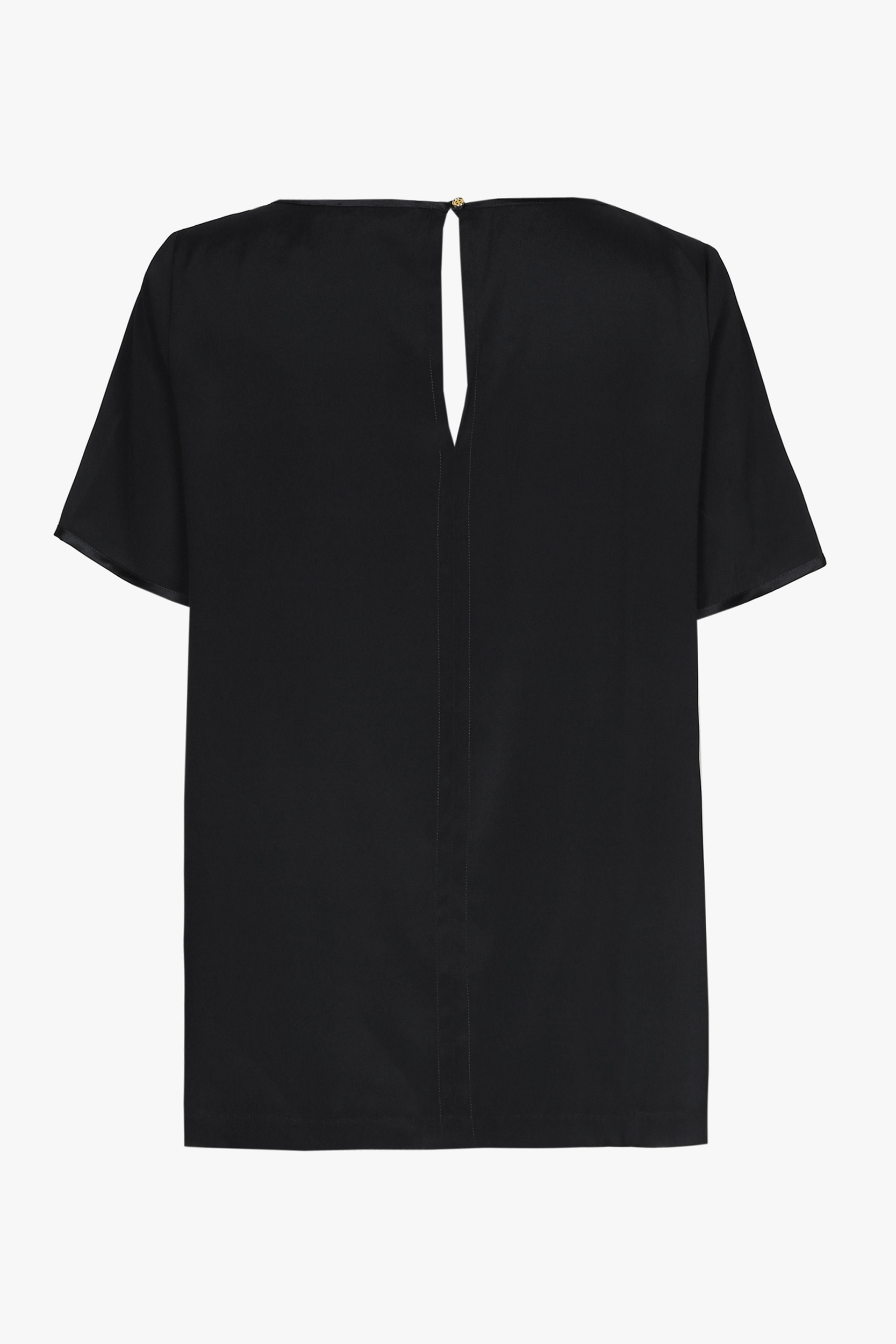 Black silk short-sleeved T-shirt