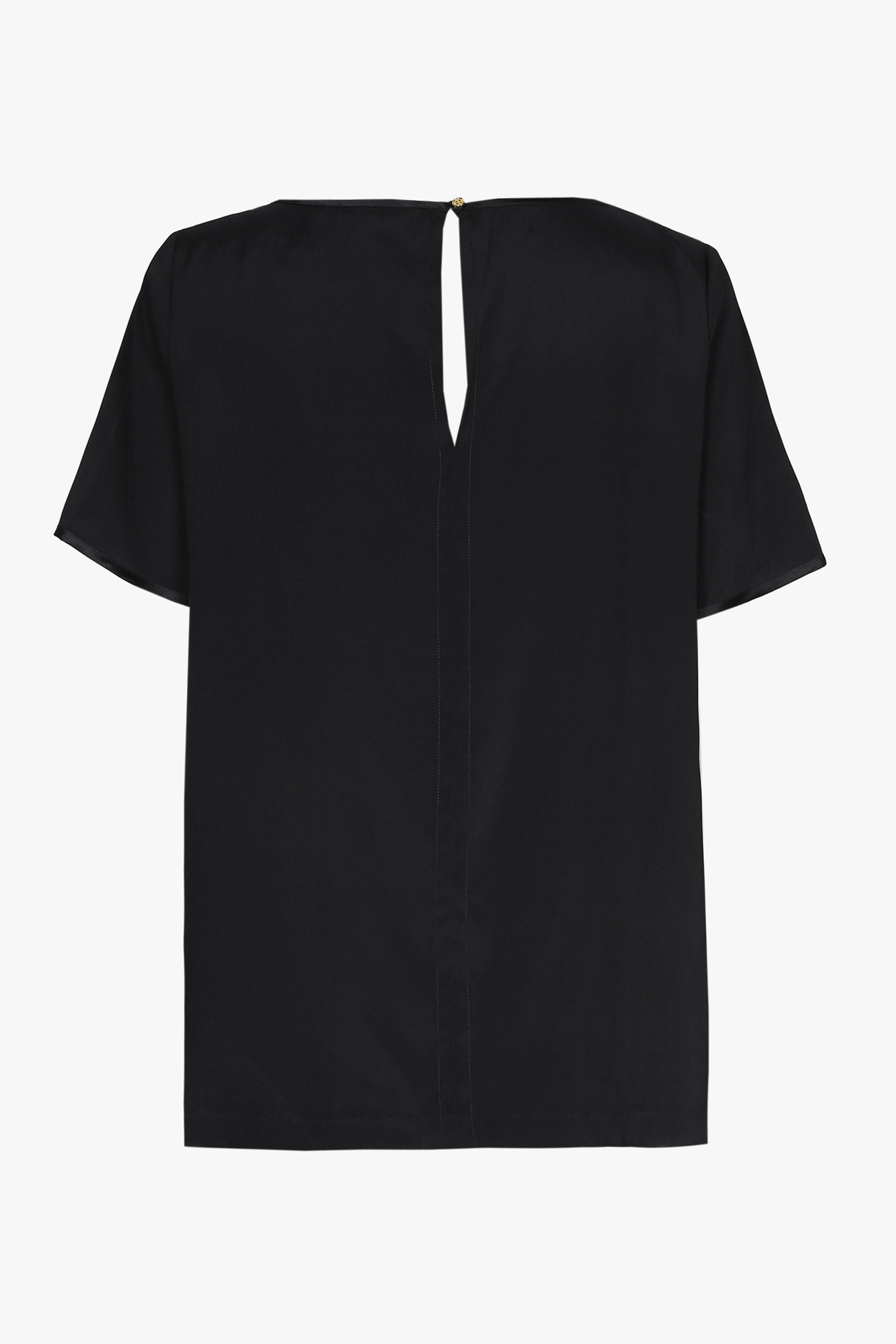 black silk short sleeve shirt