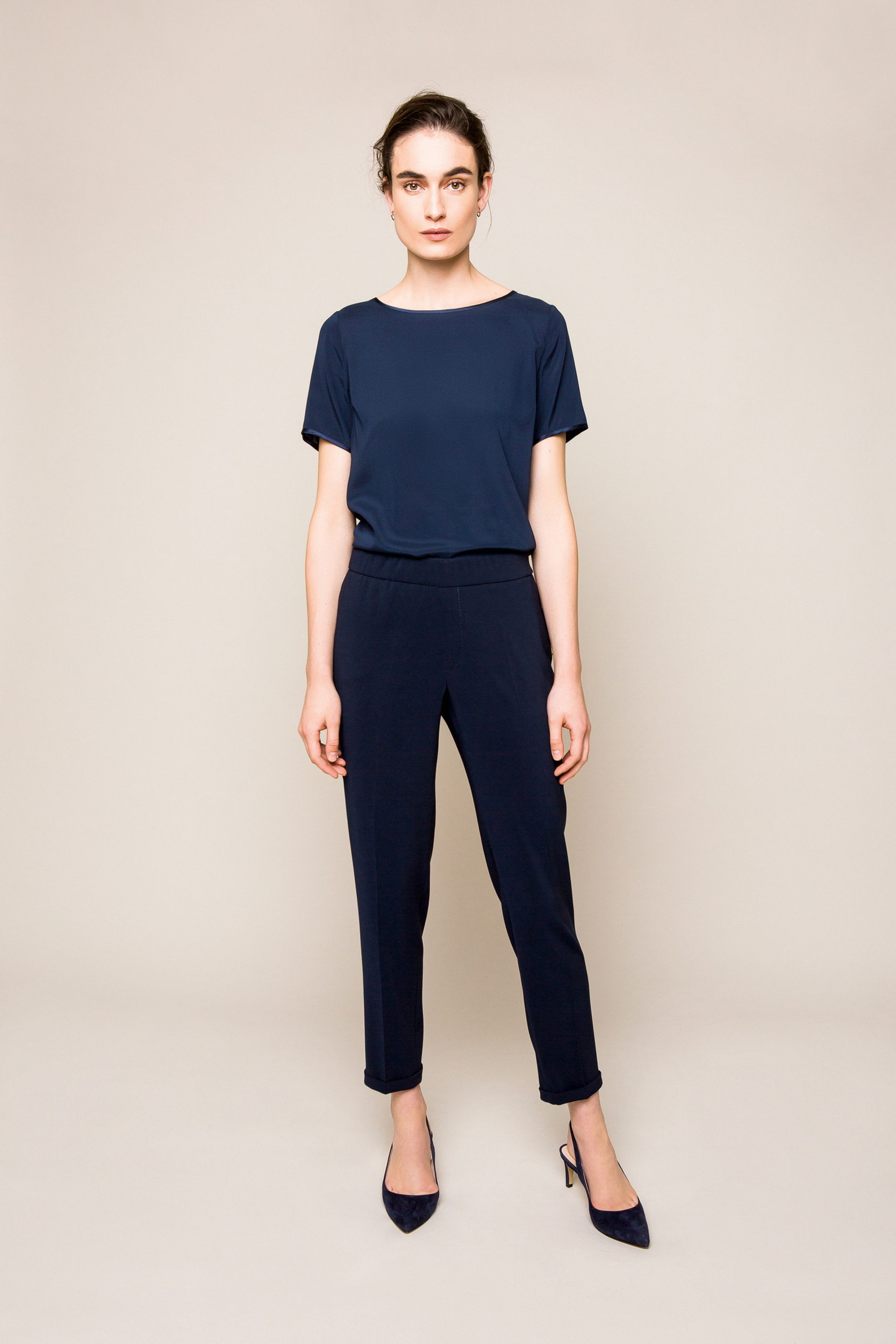 Smart navy-blue trousers