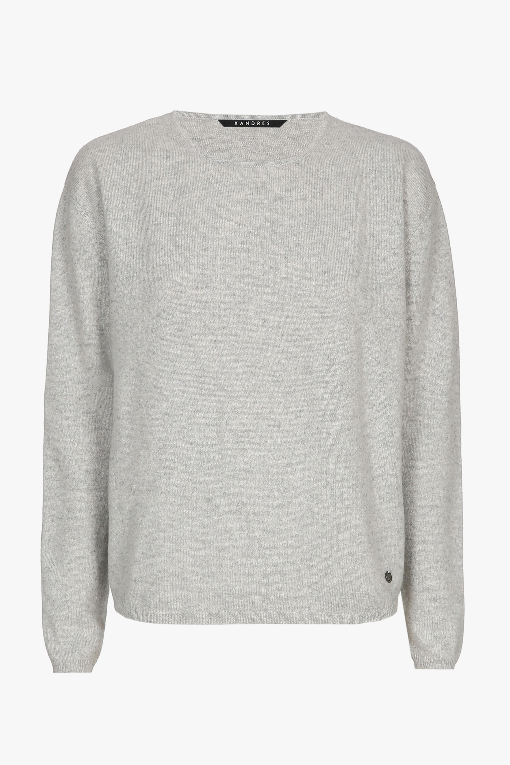 Grijze cashmere pull met ronde hals