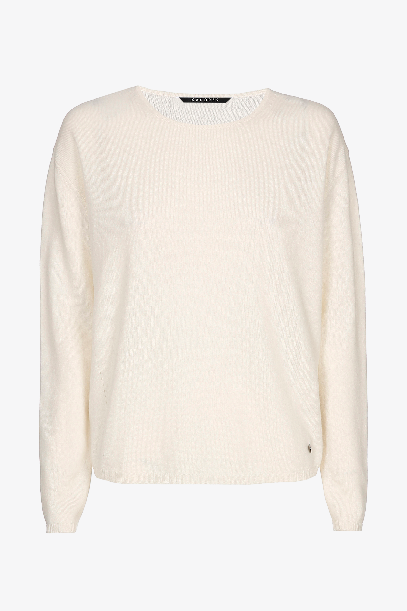 Witte cashmere pull met ronde hals