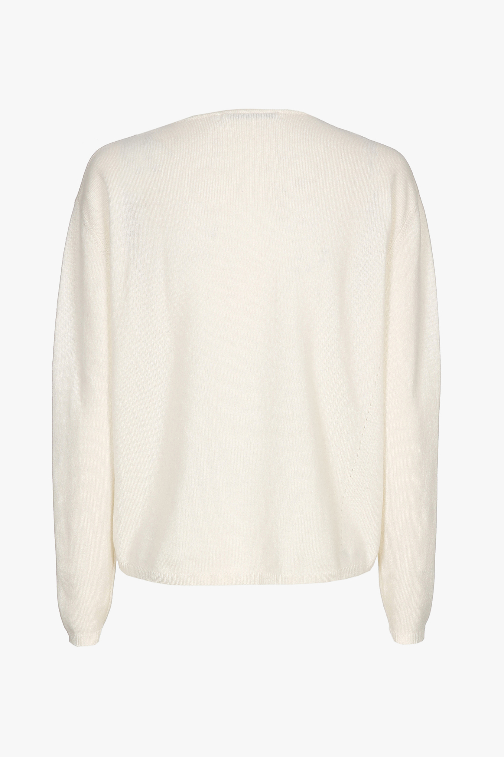 White cashmere jumper with a round neck