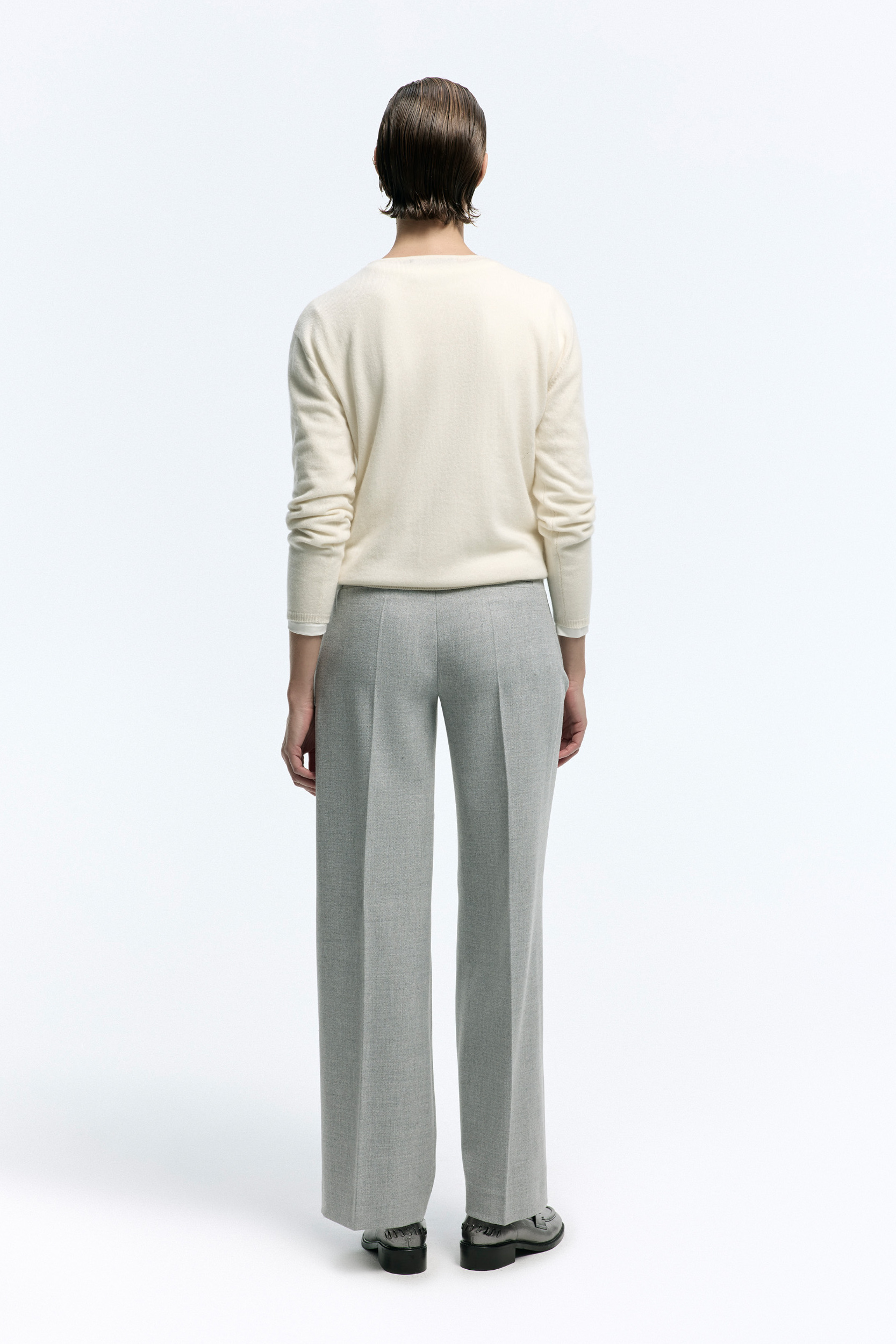 Pull en cachemire blanc à col rond