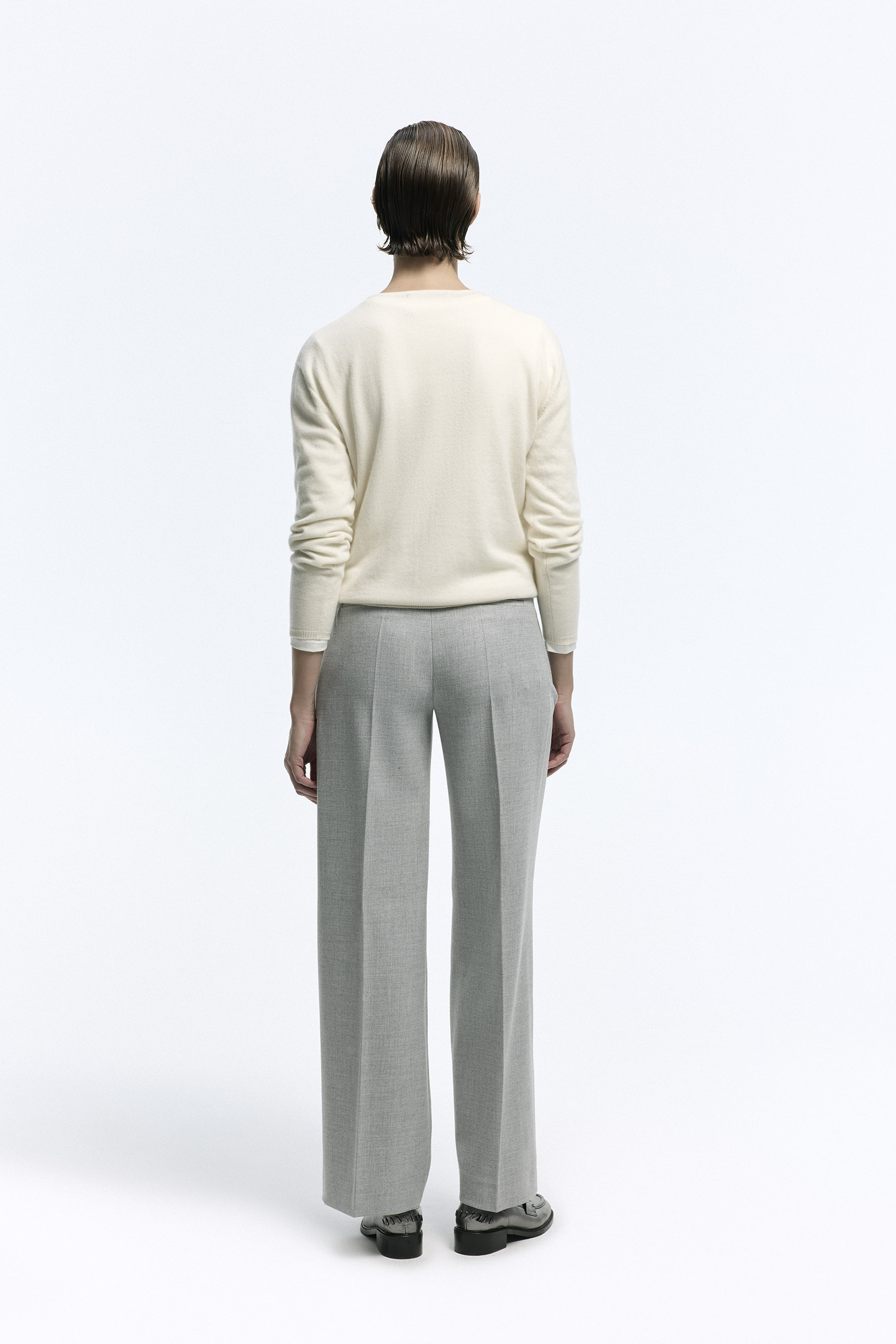 Witte cashmere pull met ronde hals