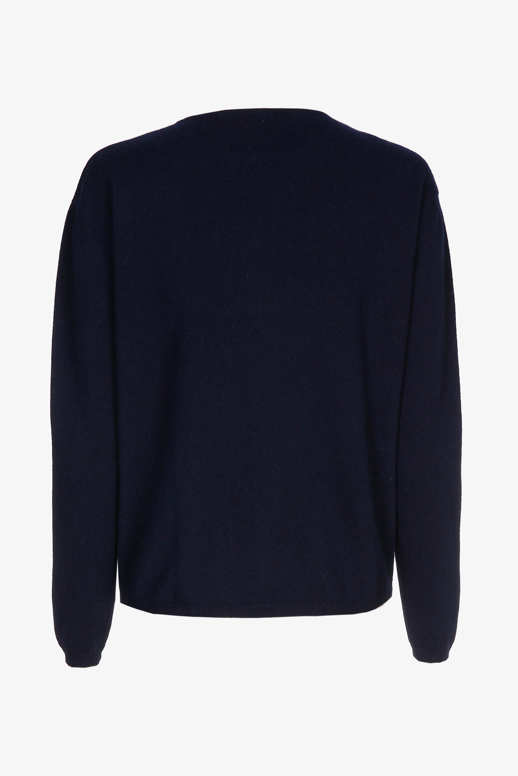 Pull en cachemire bleu marine à col rond