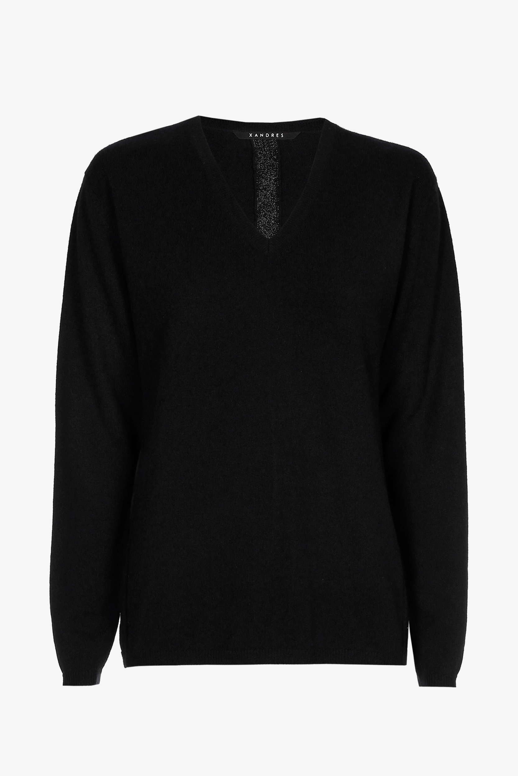 Zwarte cashmere trui met V-hals