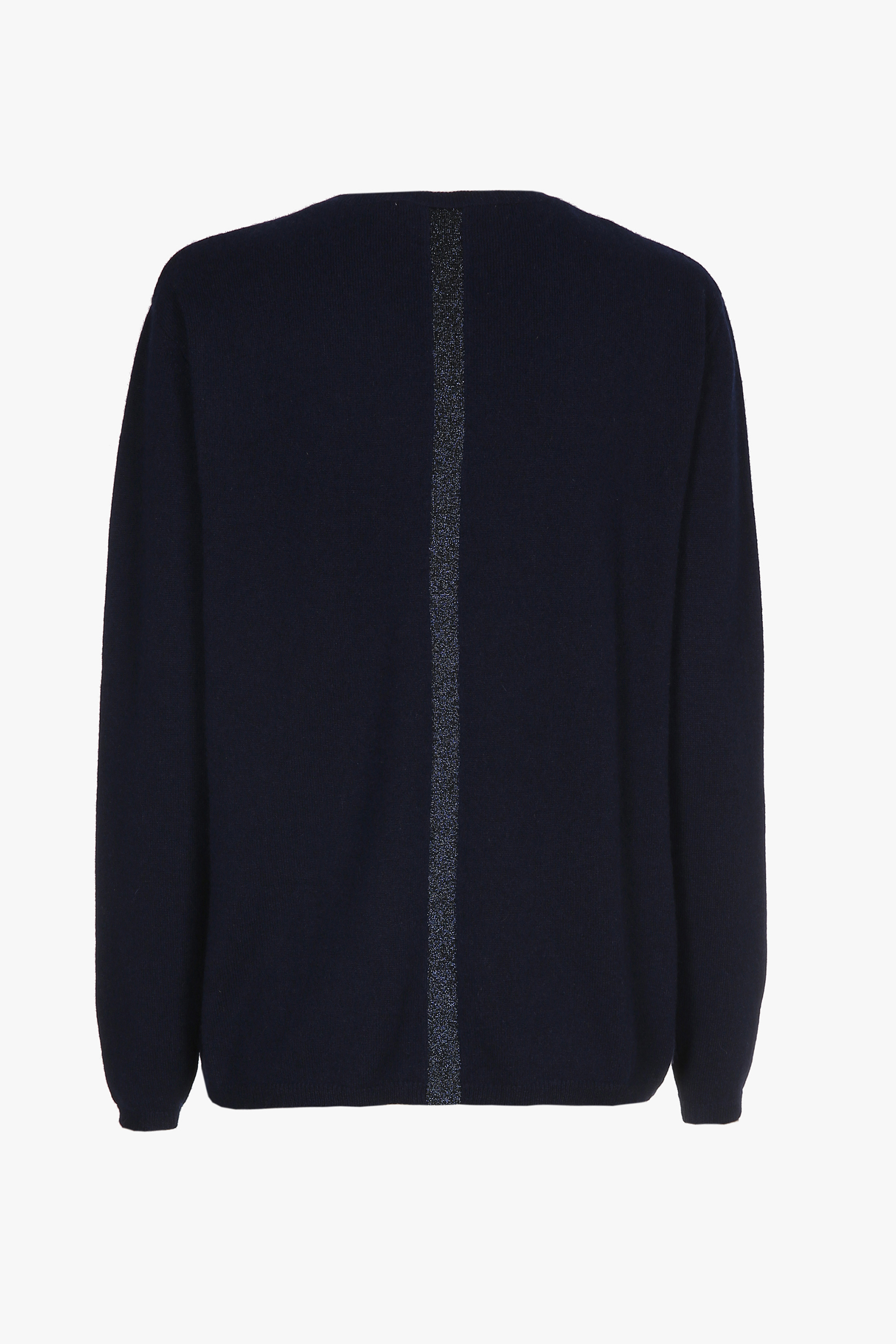 Navy-blue cashmere jumper with a V-neck