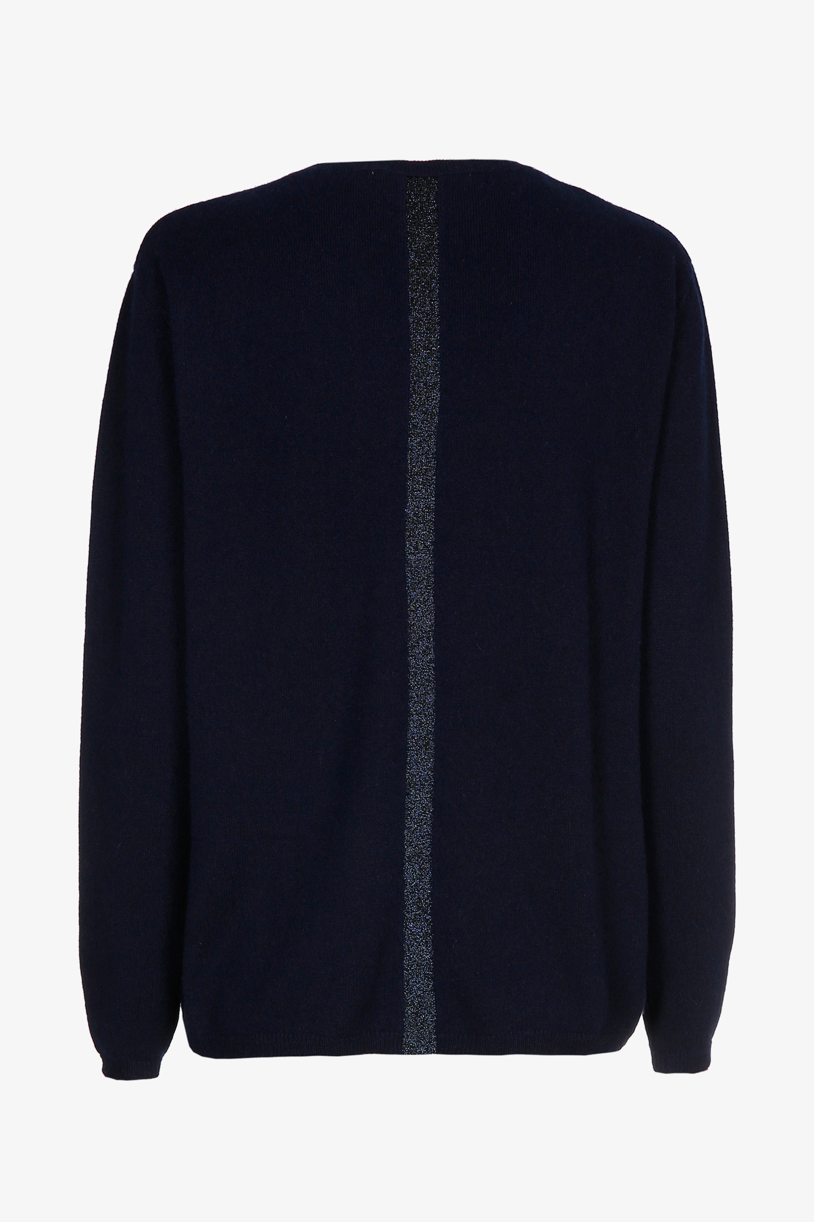 Navyblauwe cashmere trui met V-hals