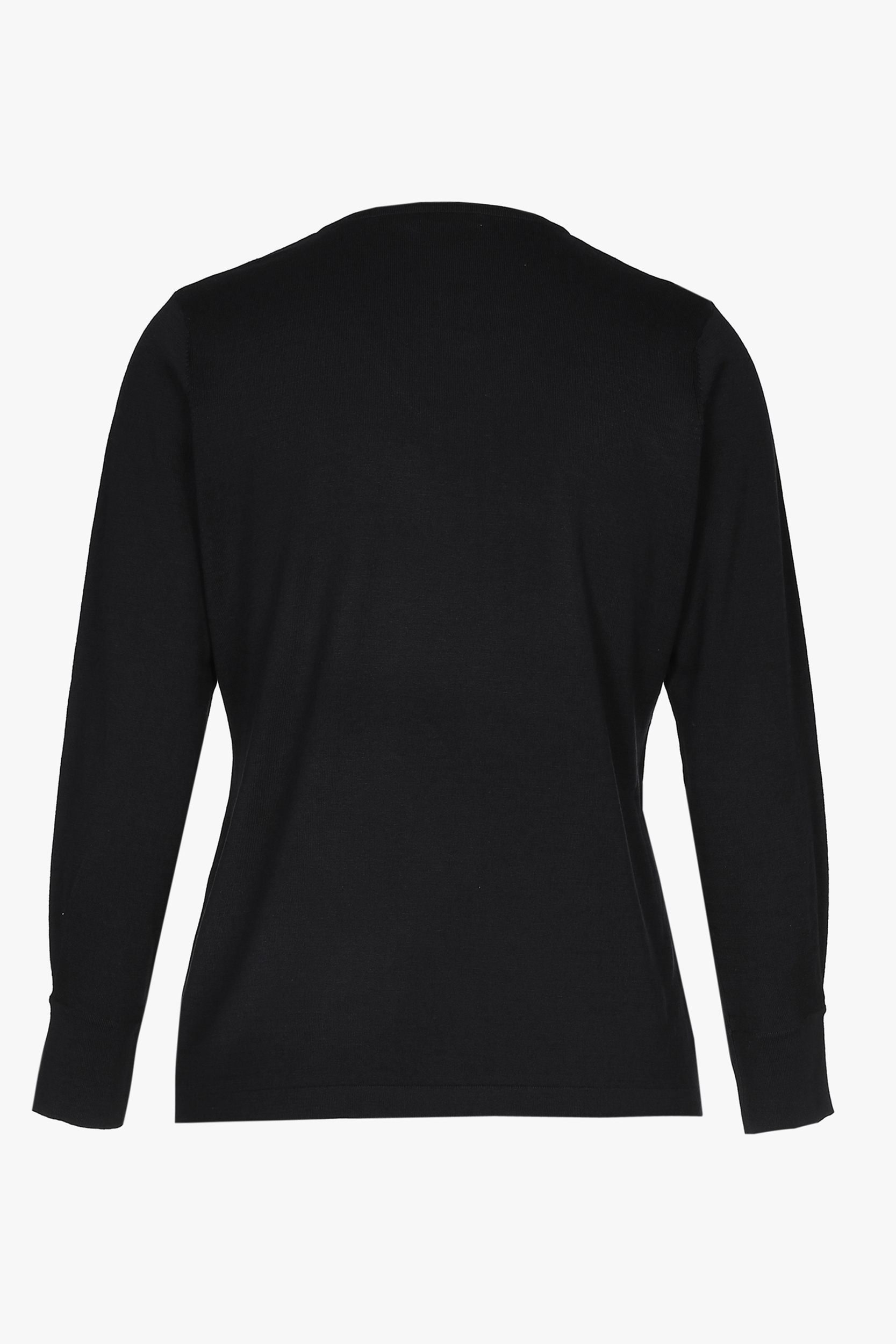 Schwarzer Seiden-Pullover mit langen Ärmeln