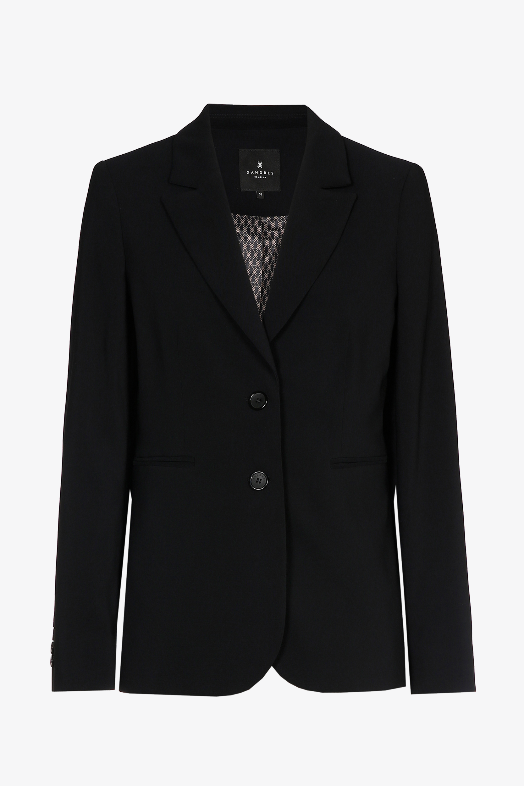 Schwarzer taillierter, knitterfreier Blazer