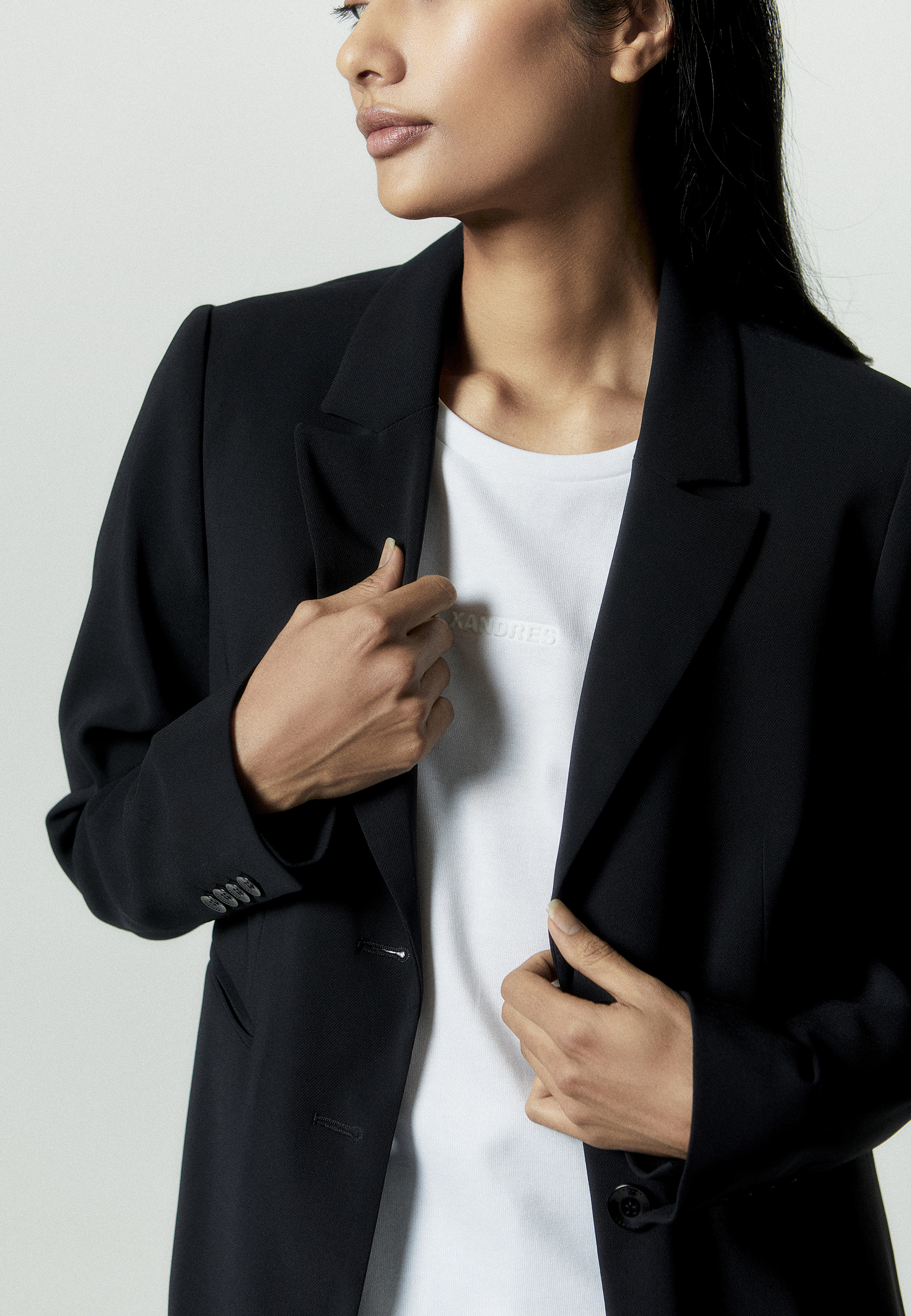 Tailored black wrinkle-free blazer