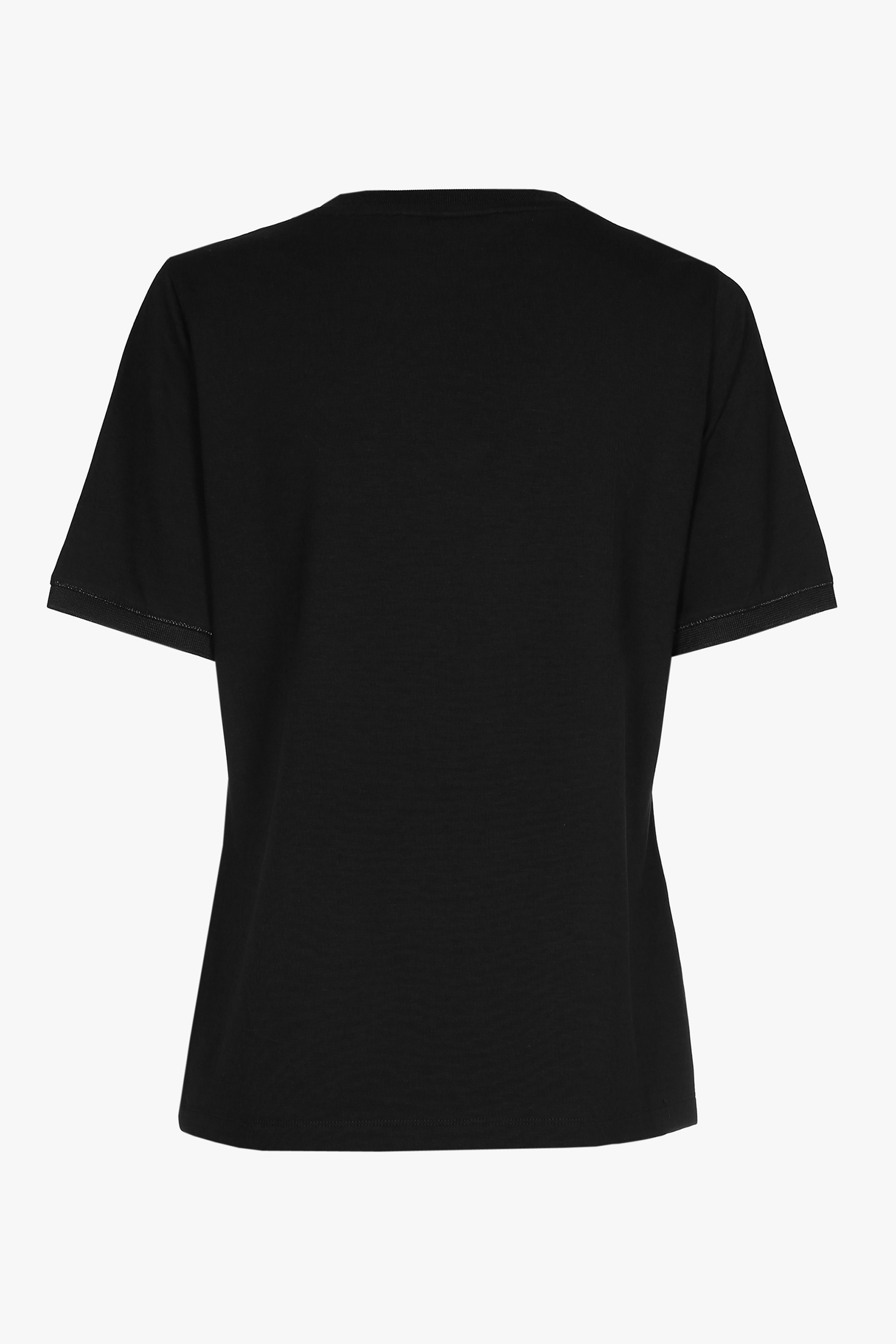 Black, short-sleeved T-shirt with a V-neck