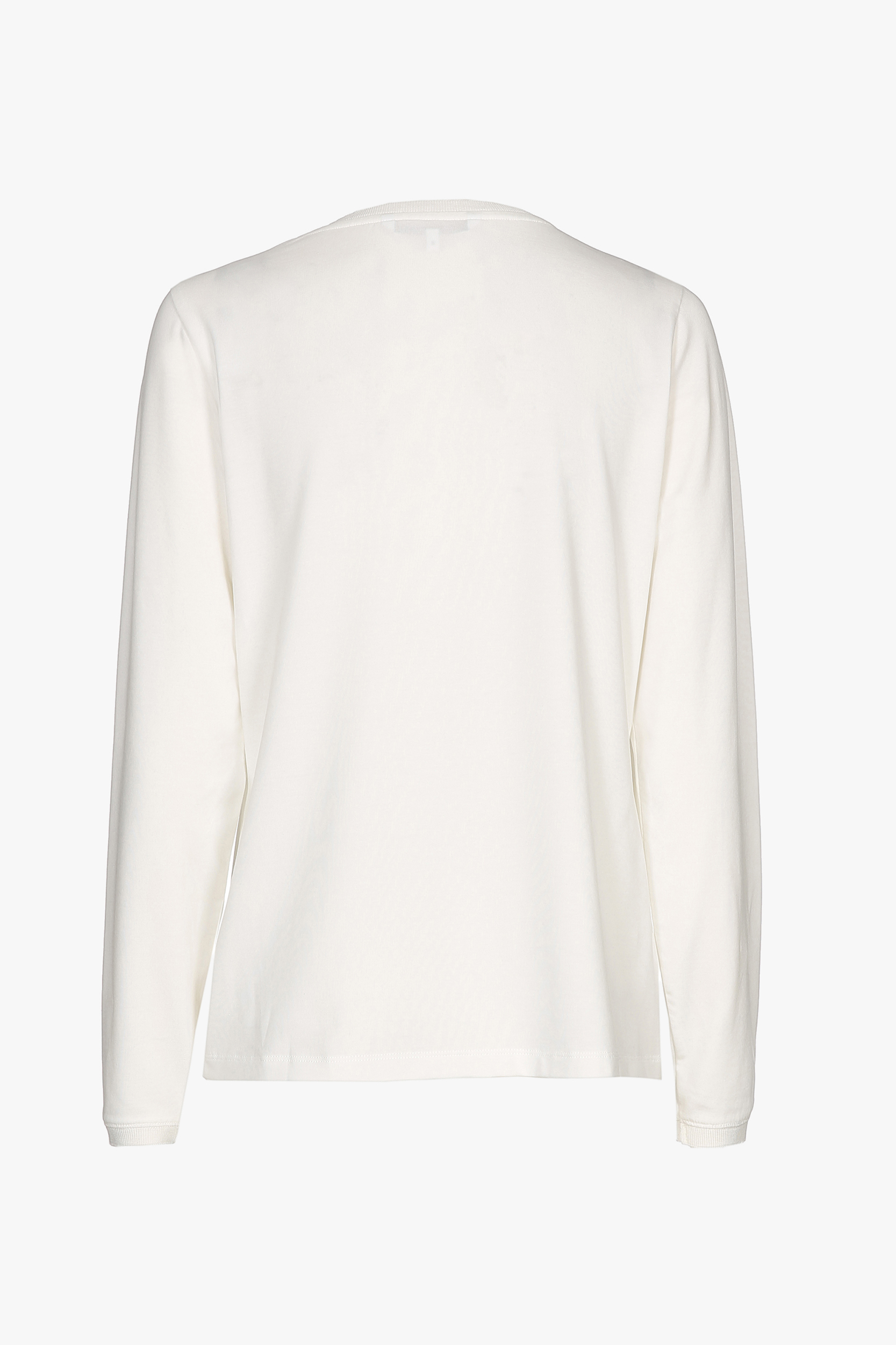 Ecru, long-sleeved T-shirt with a V-neck