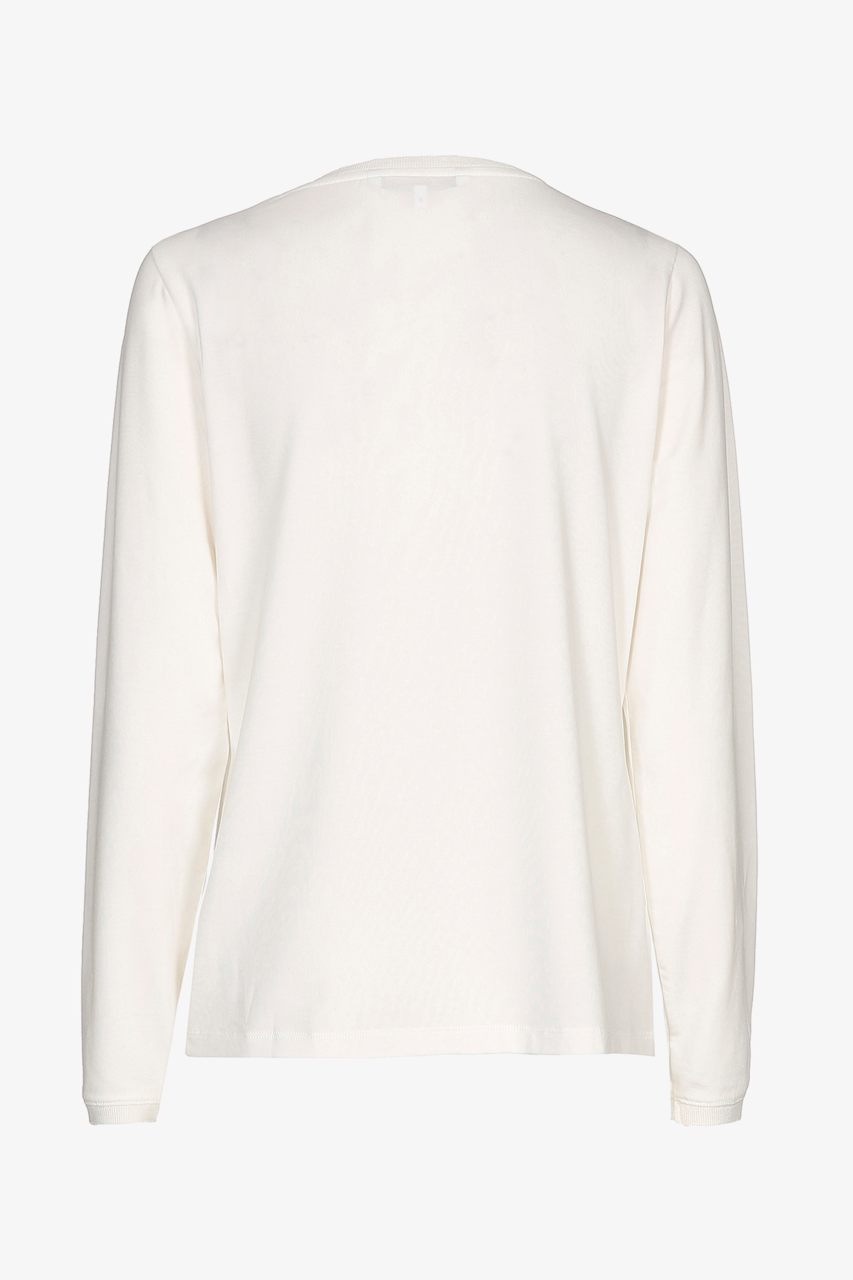 Ecru T-shirt met V-hals en lange mouwen