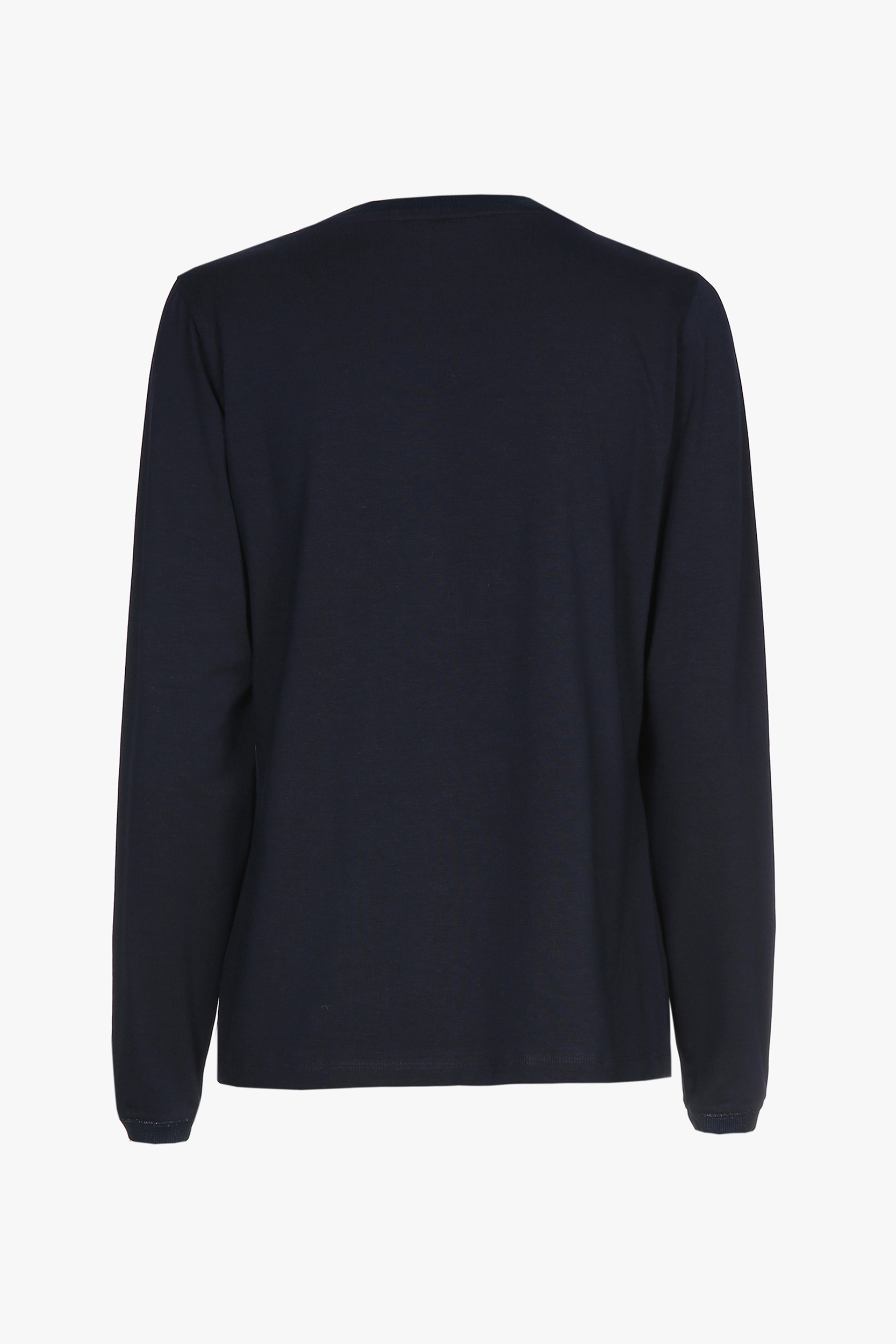 Navyblauw T-shirt met V-hals en lange mouwen