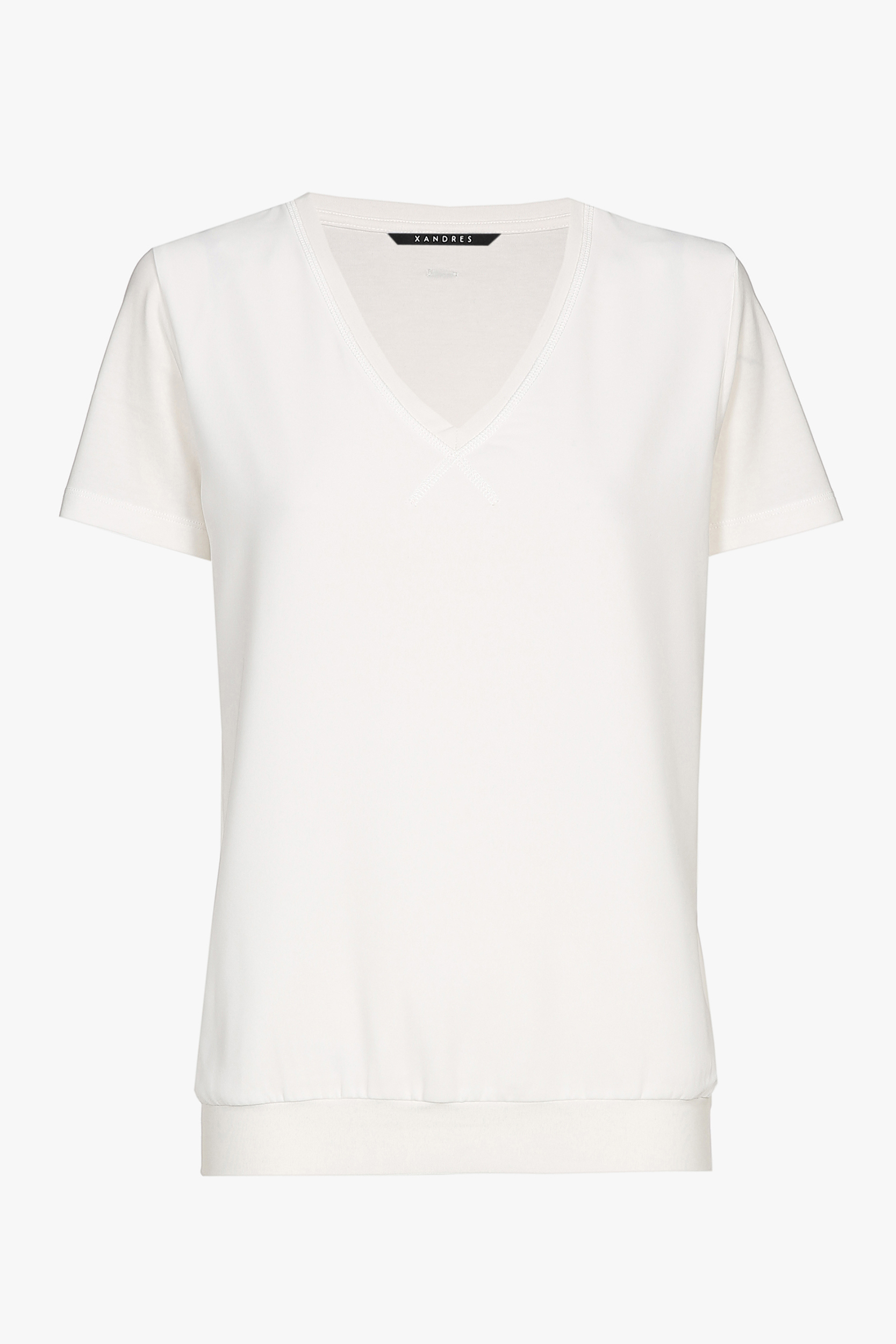 Ecru T-shirt met V-hals