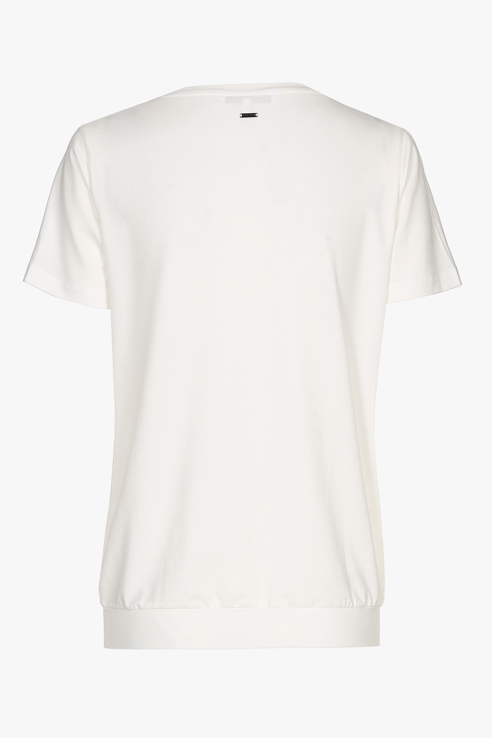 Ecru T-shirt met V-hals