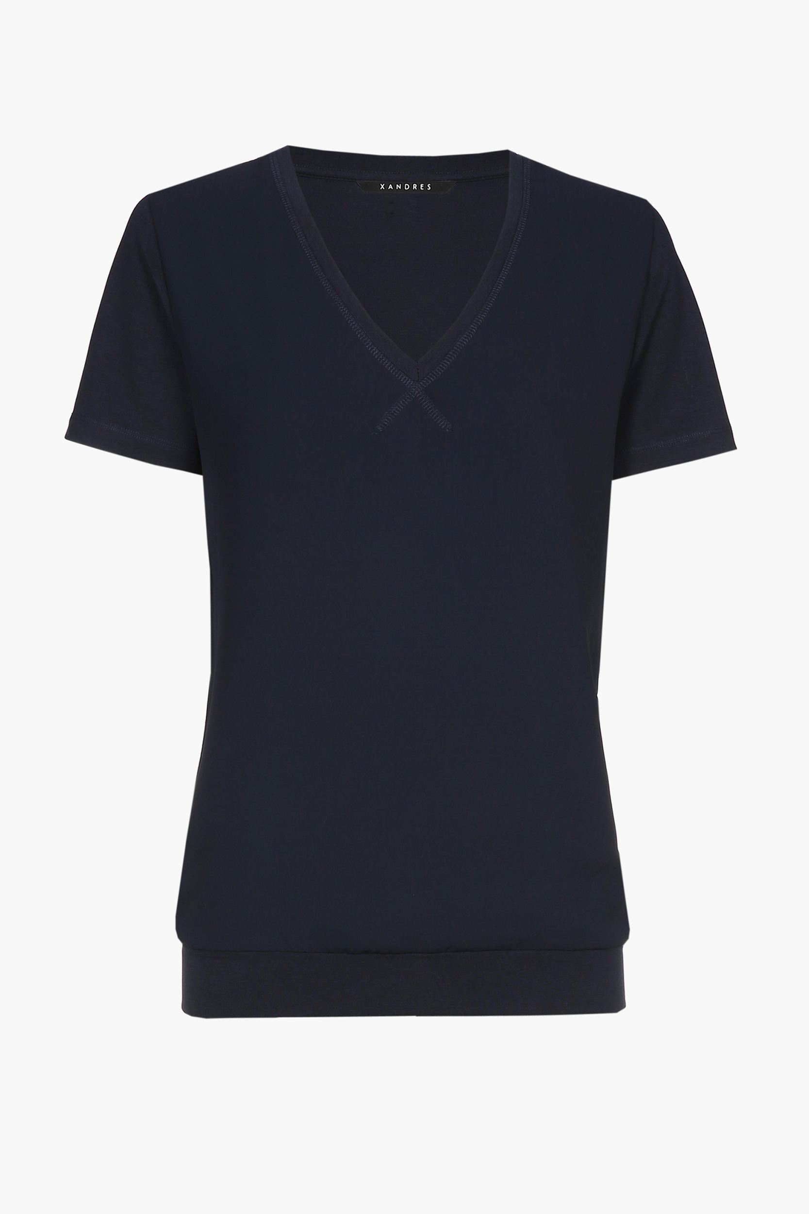 Navyblaues T-Shirt mit V-Ausschnitt