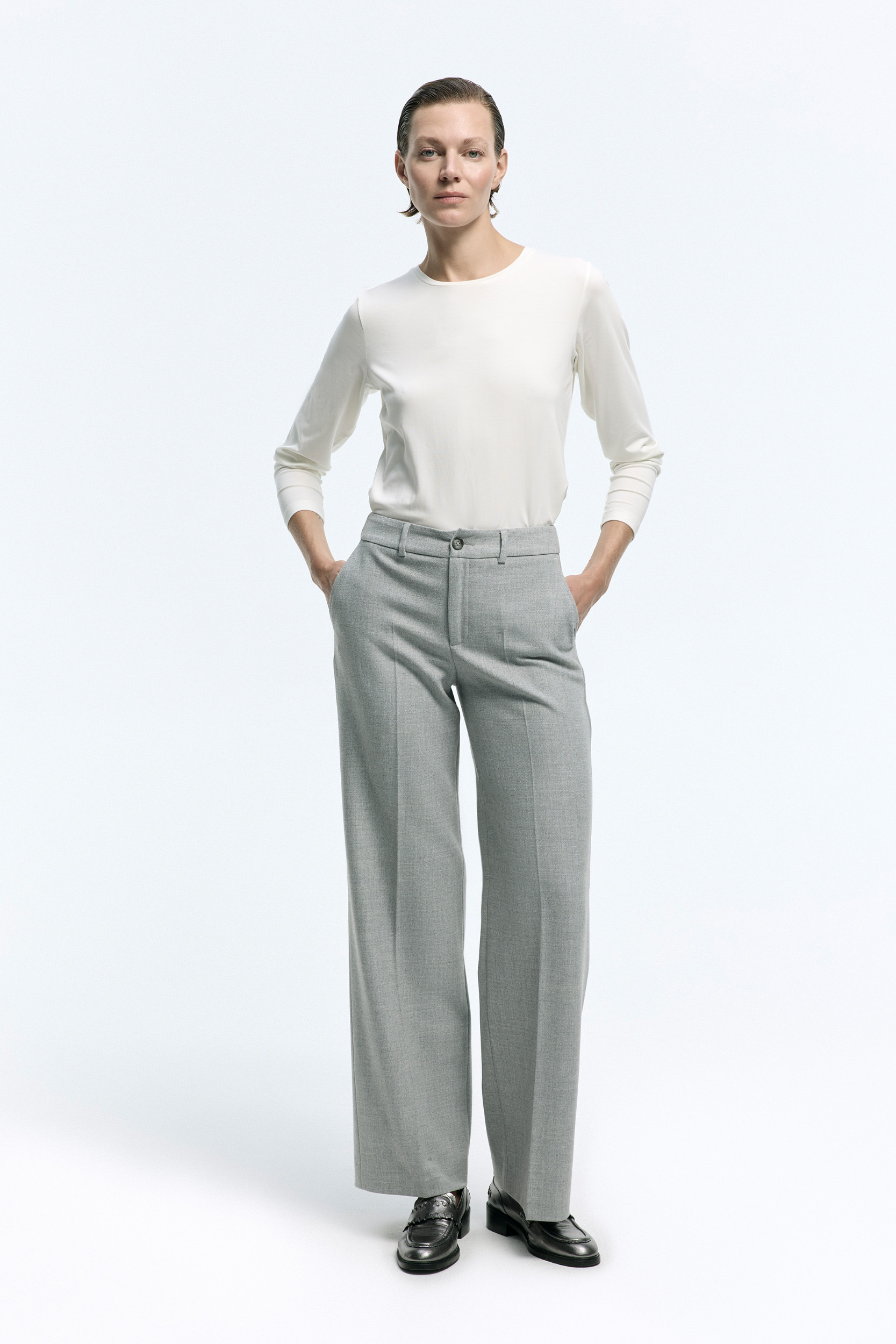 T-shirt met ronde hals en lange mouwen