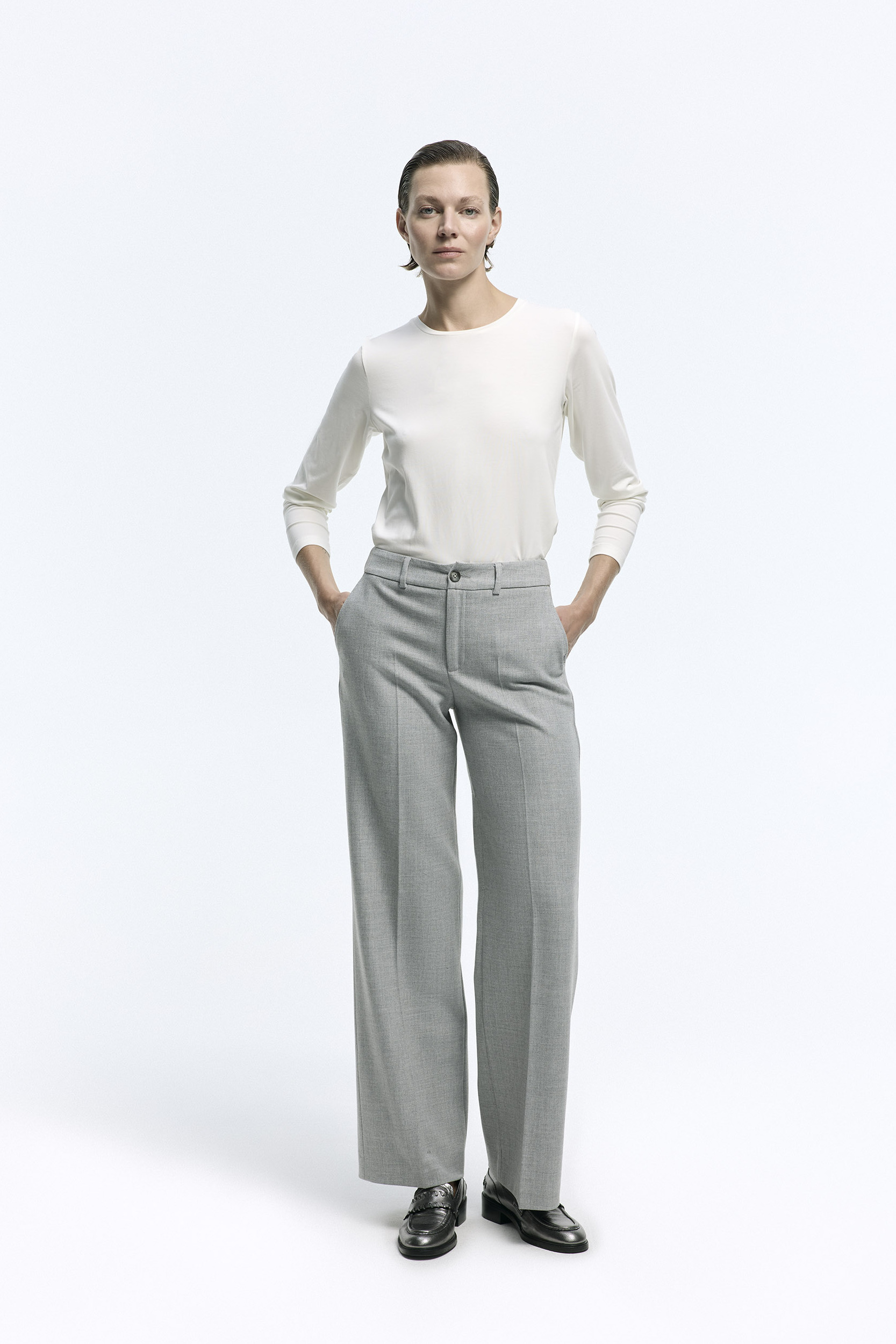 T-shirt met ronde hals en lange mouwen